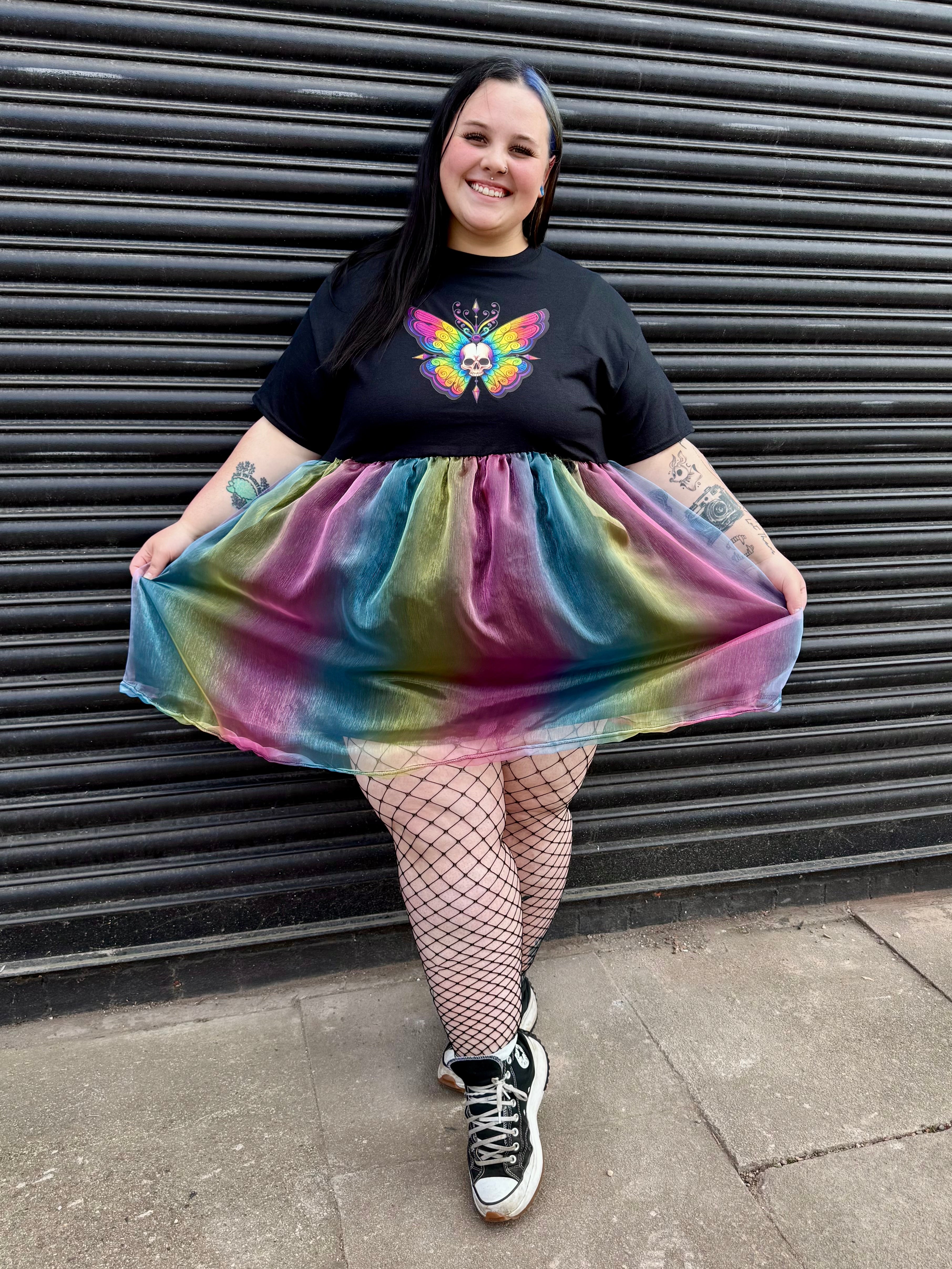 IRIDECENT SKULL MOTH DRESS