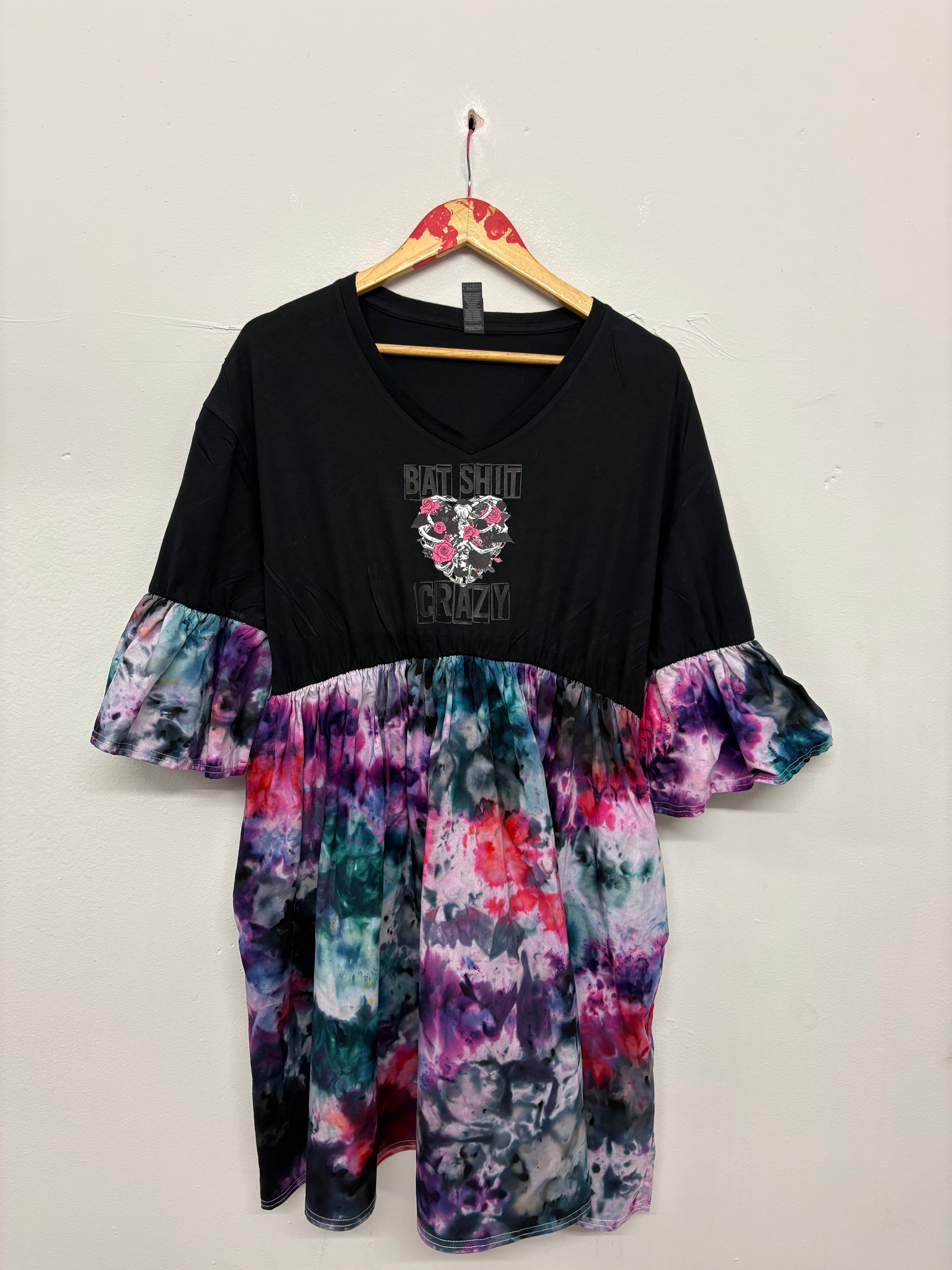 SALE SMOCK DRESS V NECK BAT SHIT CRAZY XL