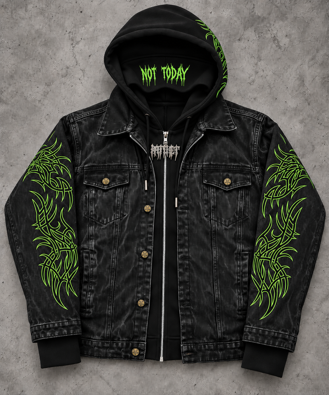 Black & Green Checkerboard Denim Jacket (pre order shipped before halloween)