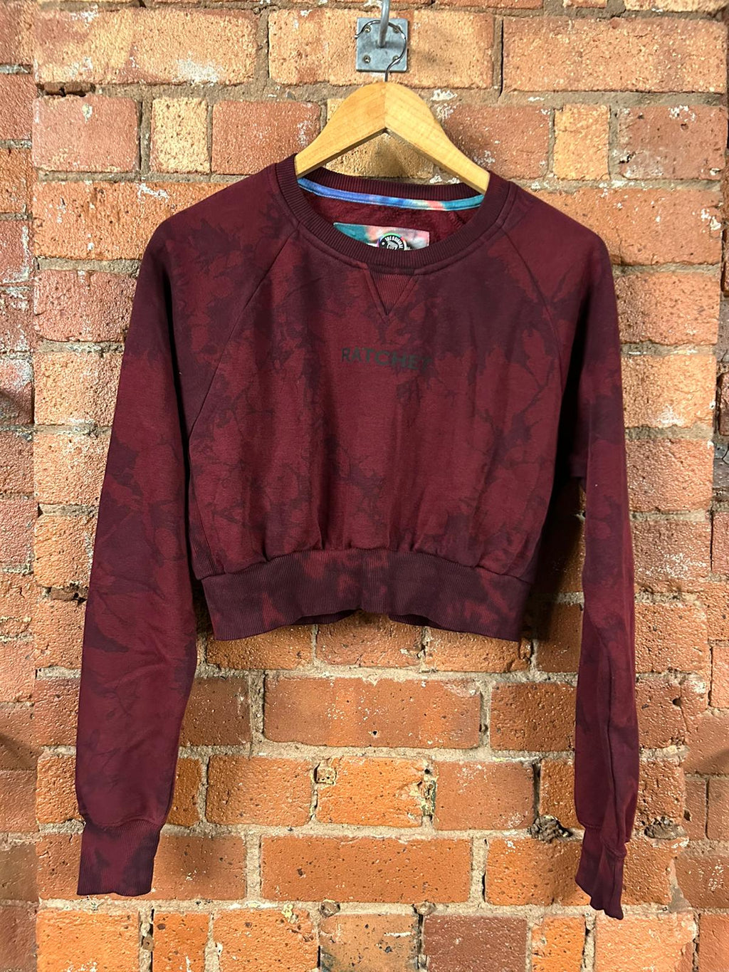 SALE Adult XS Burgundy/Black Cropped Sweatshirt
