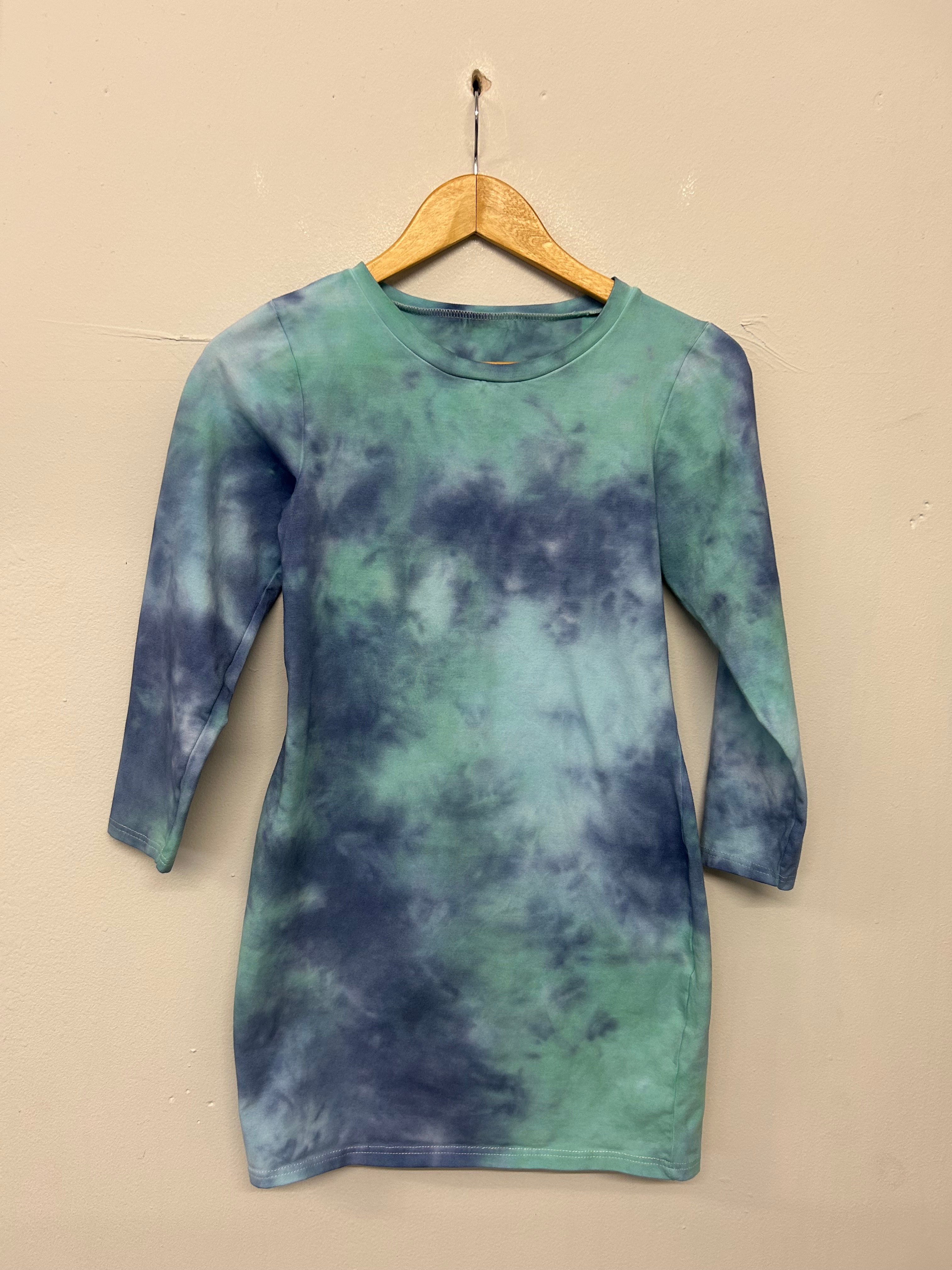 SALE NAVY/ AQUA /BABY BLUE TYE DYE DRESS