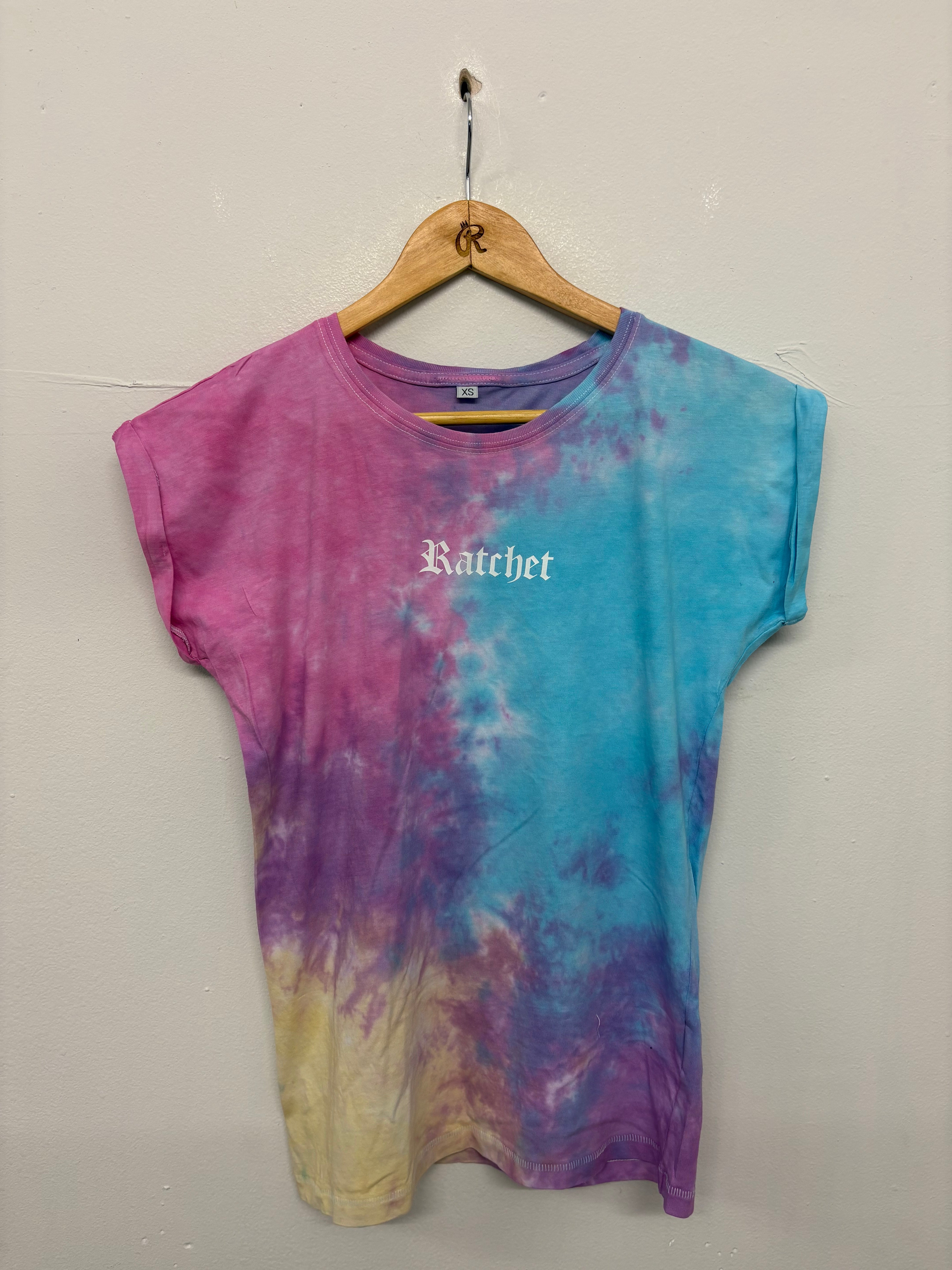 SALE ROLL SLEEVE TEE  BLUE/YELLOW/PINK/PURPLE XS