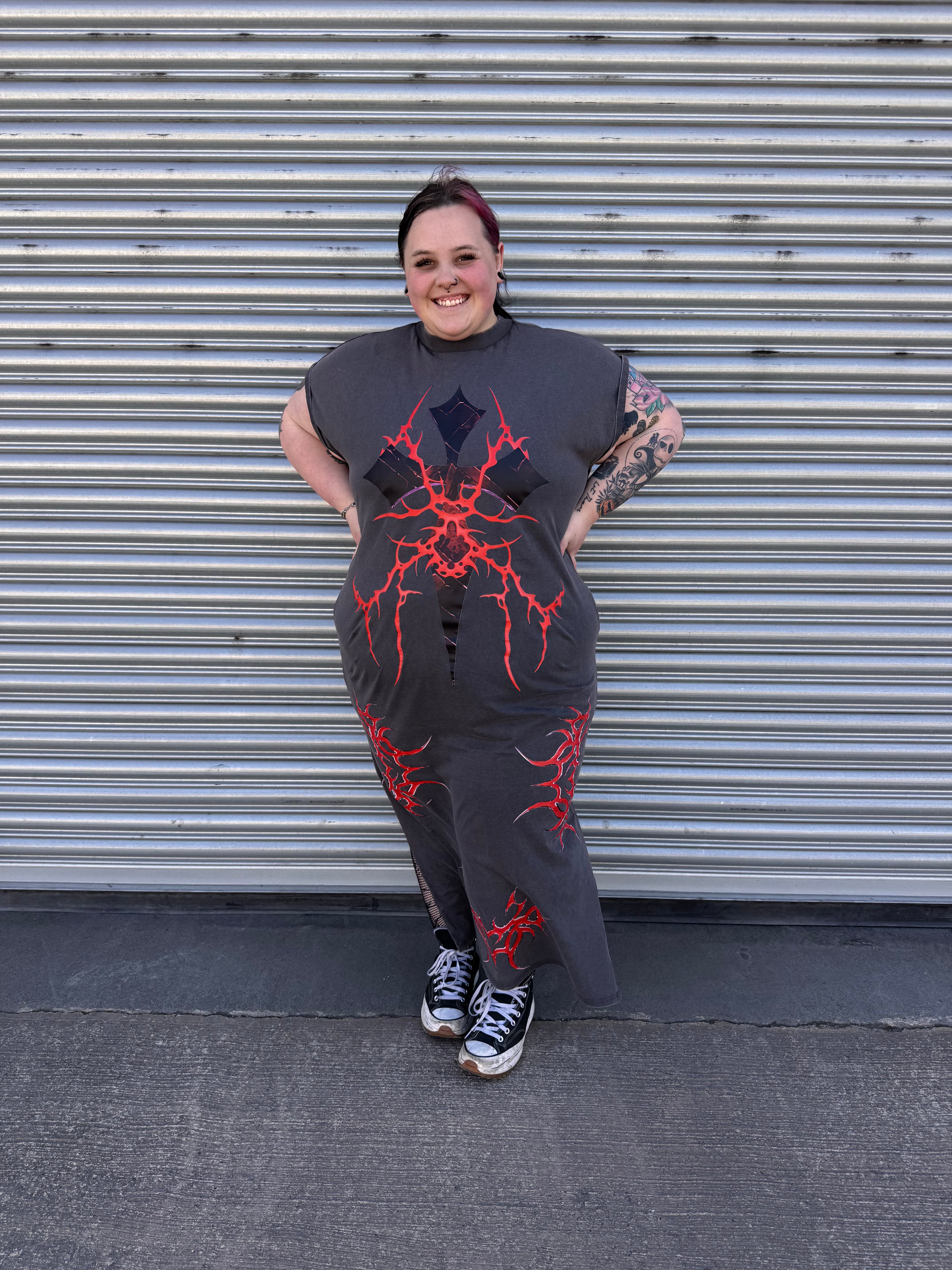 ACID CROSS WASH T-SHIRT DRESS