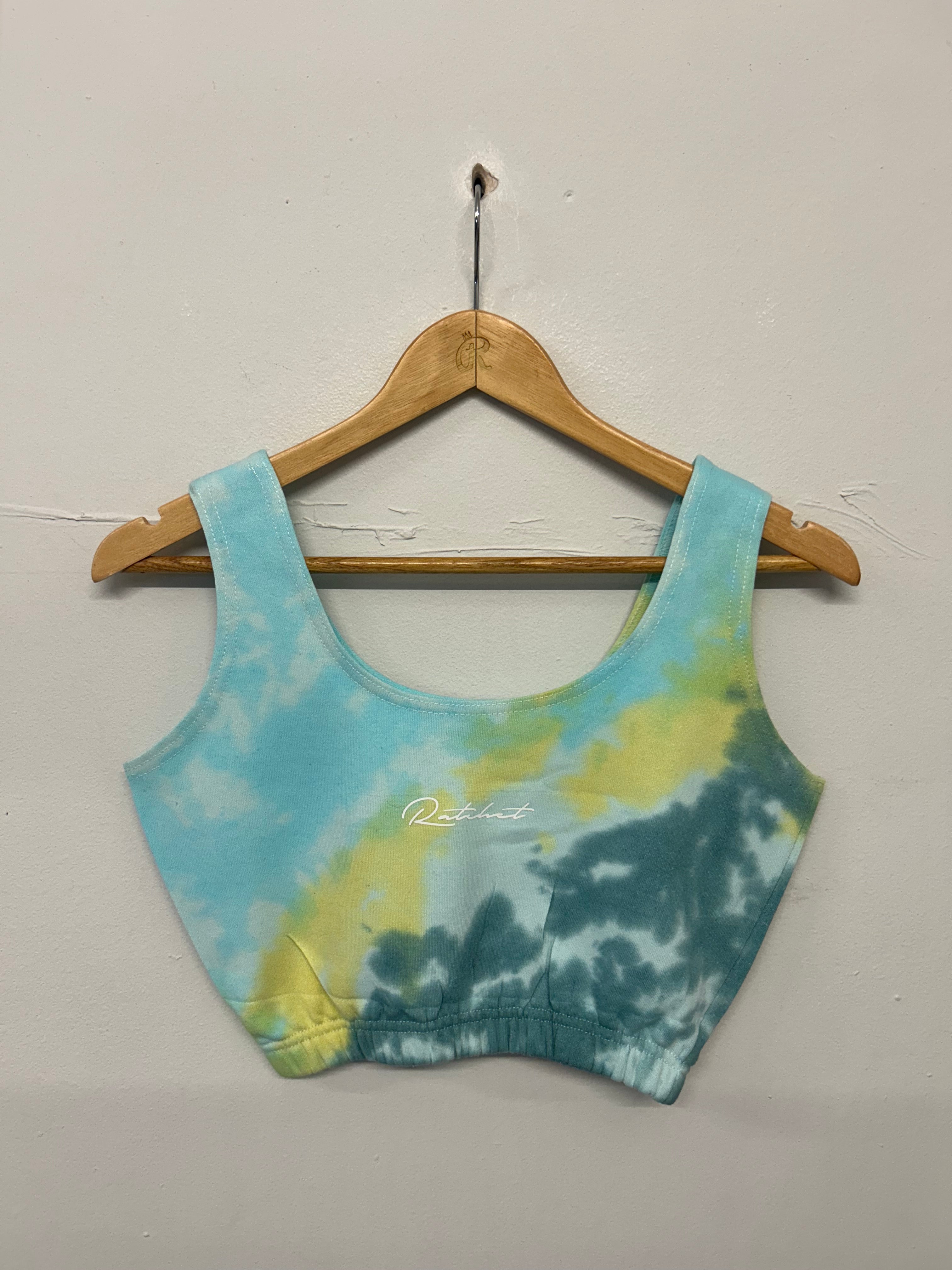 SALE BRA CROP TOP EMERALD/YELLOW/BABY BLUE