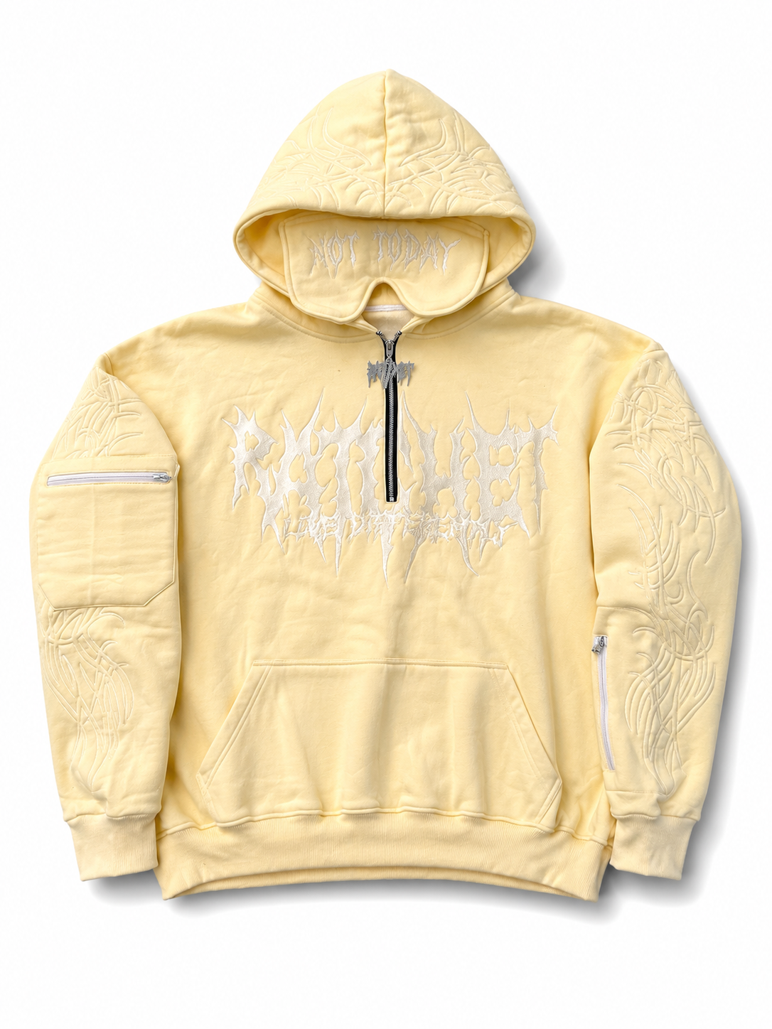 Not Today Hoodie Lemon (built in eye mask, 5 pockets, thumbholes, heavyweight)