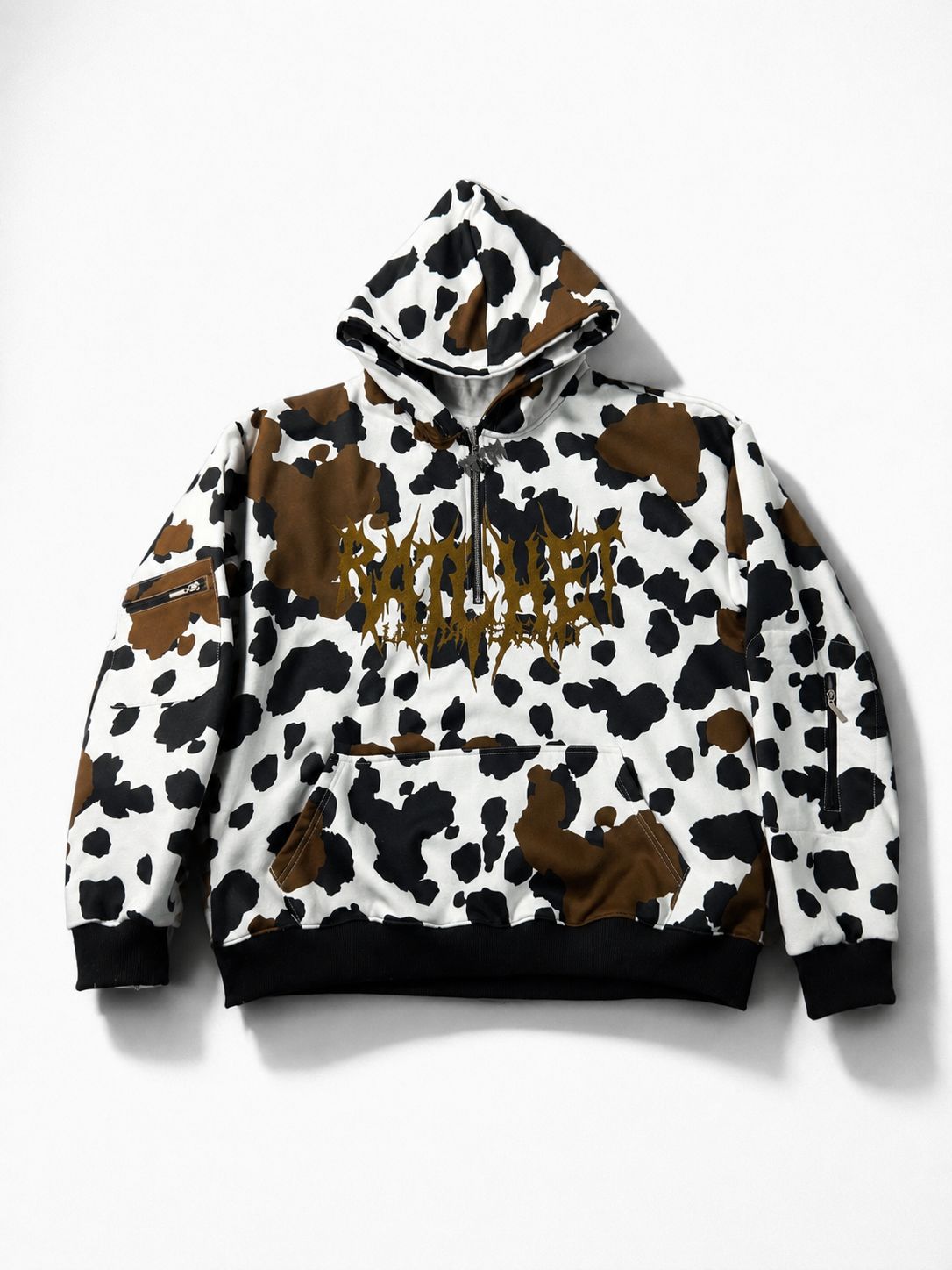 Not Today Hoodie Cow (built in eye mask, 5 pockets, thumbholes, heavyweight)