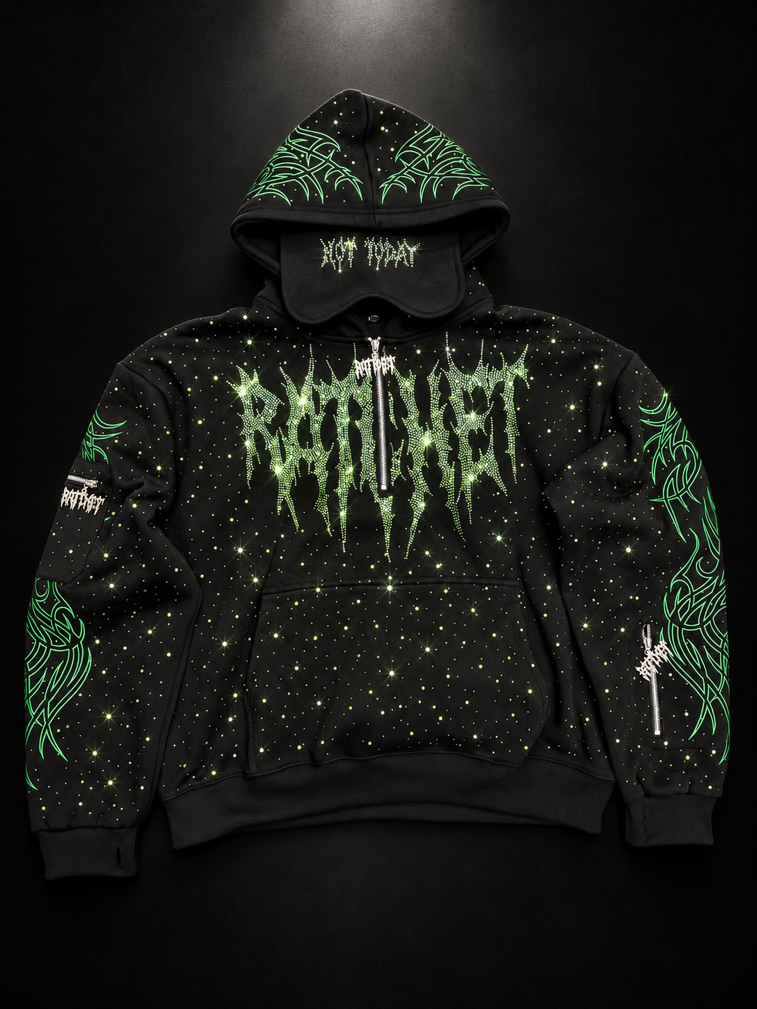 LIMITED EDITION RHINESTONE GREEN HOOD (Shipped End Of NOVEMBER)