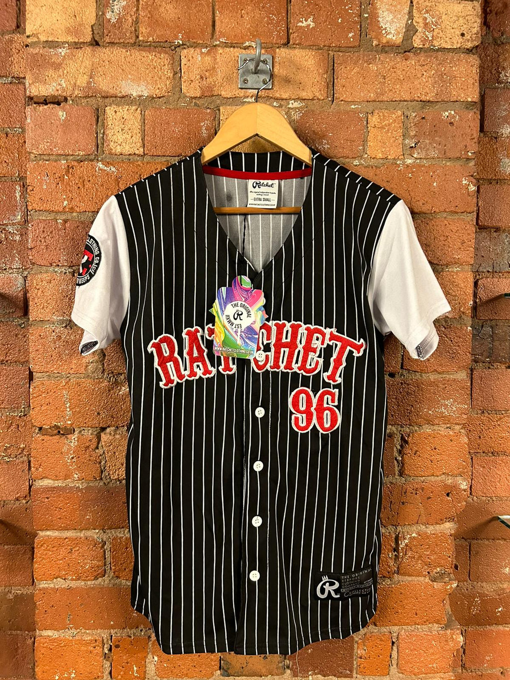 SALE Adult XS Black Stripe Baseball Shirt