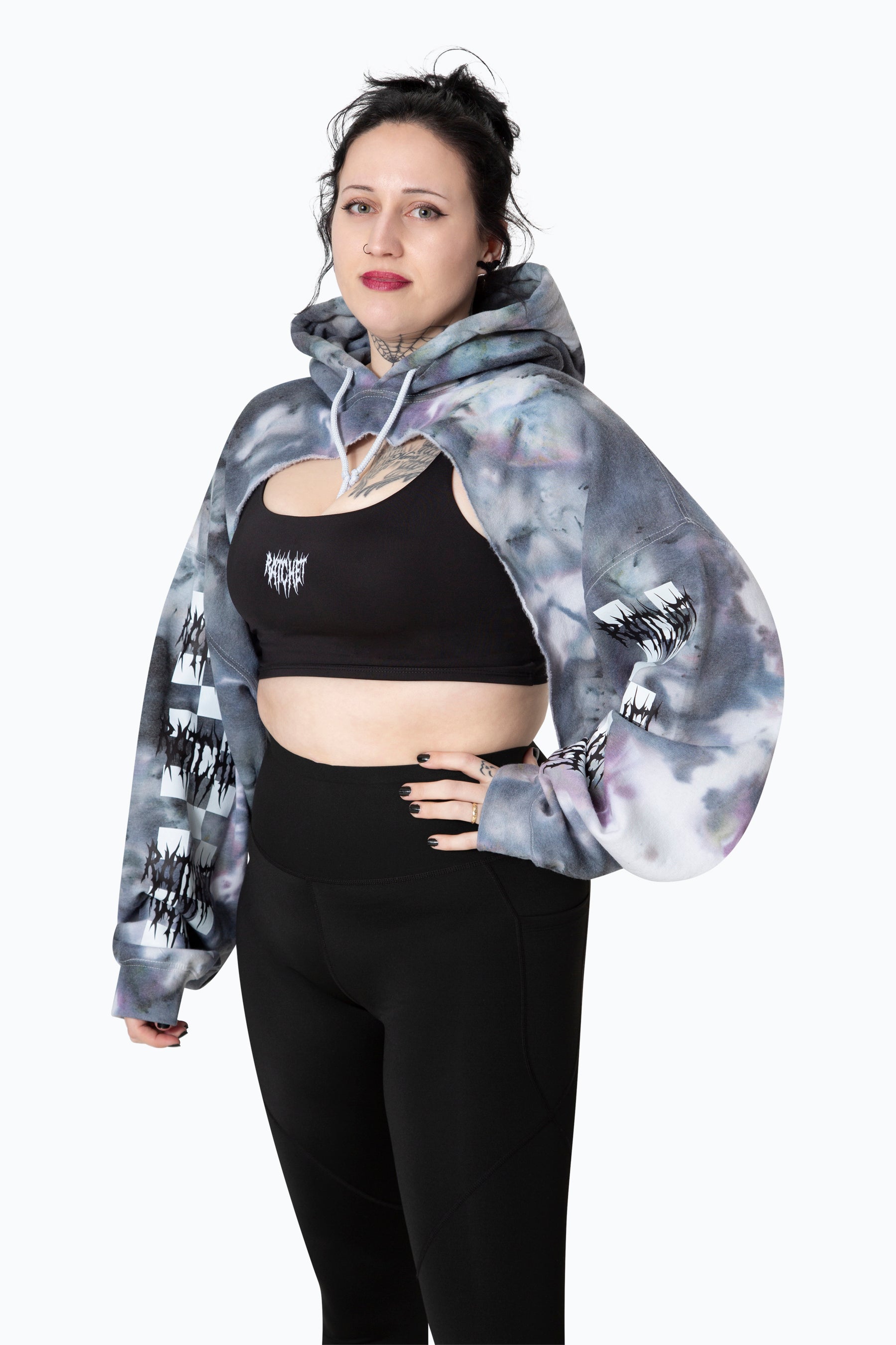 Extreme Movement Crop Hood Black/Tiedye/Scream