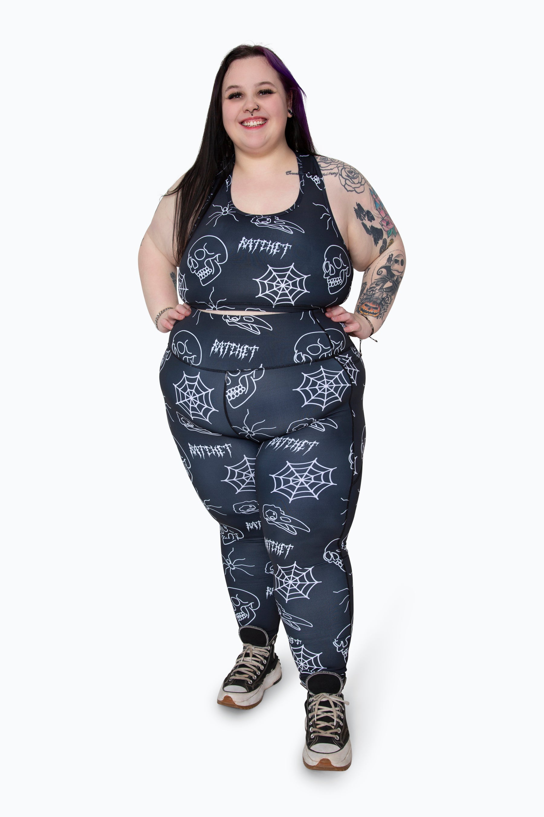 Black Skull Side Pocket Leggings
