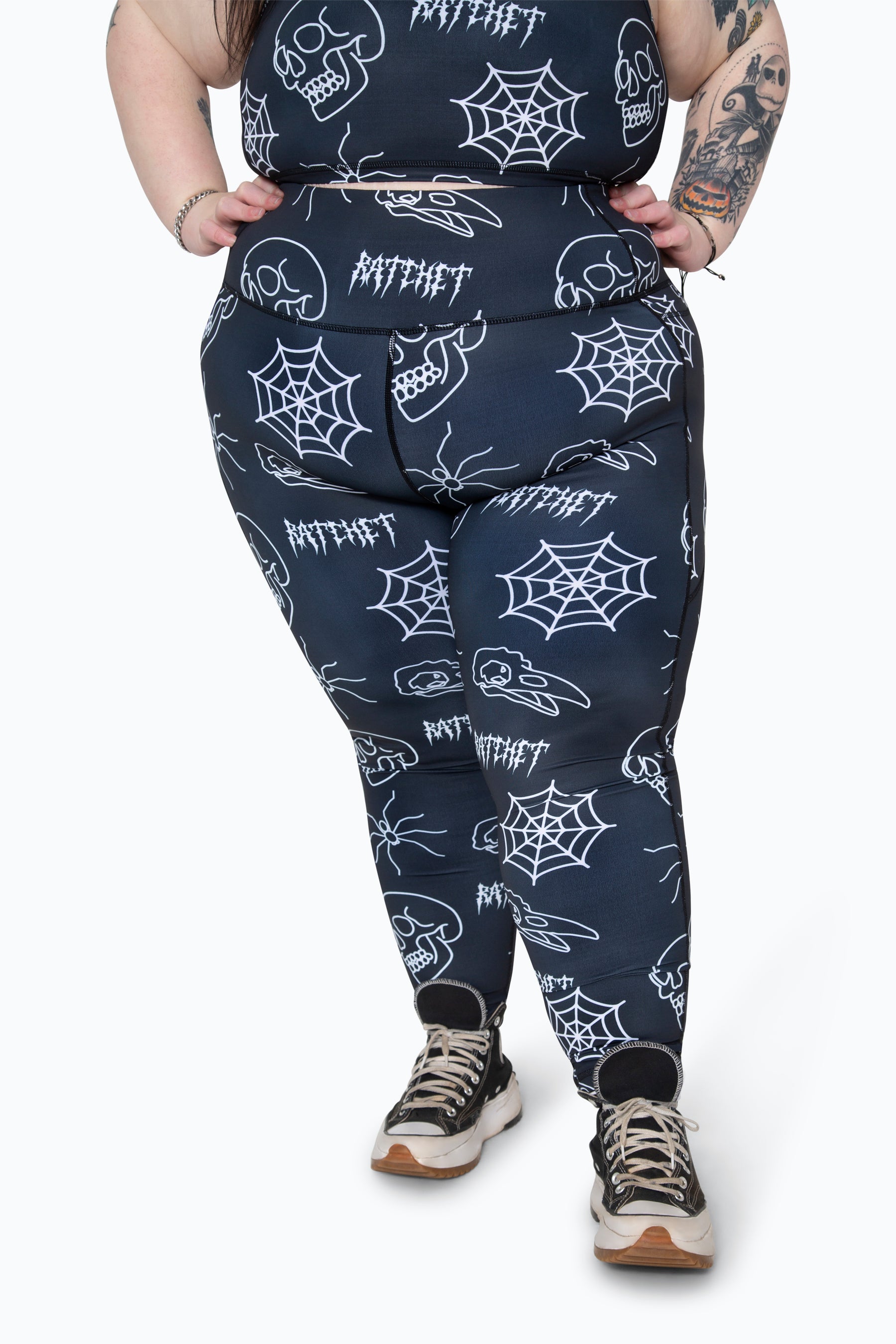 Black Skull Side Pocket Leggings