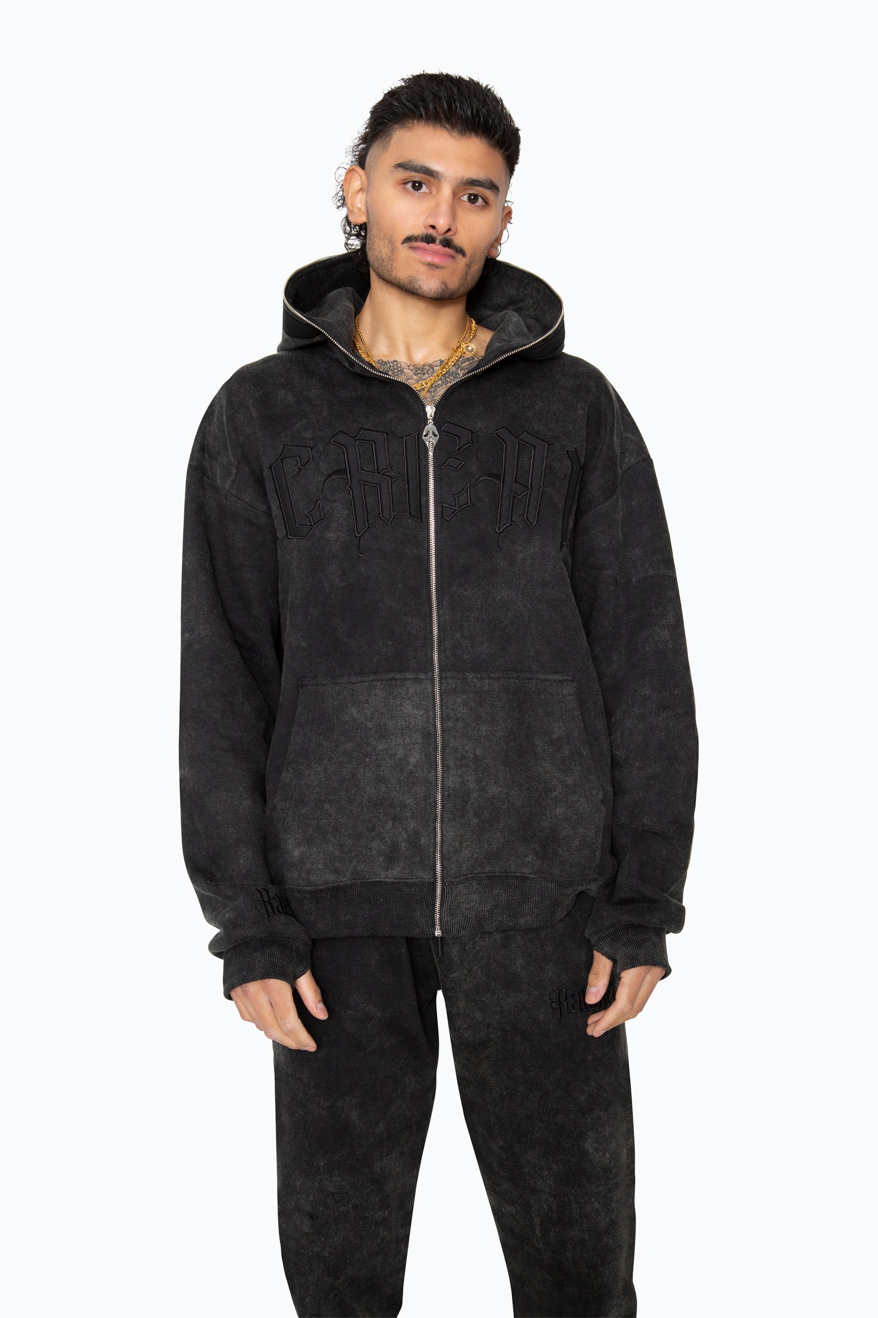 Heavy Acid Wash Oversized Scream Full Zip Hoodie. (Pre order shipped at the end of October)