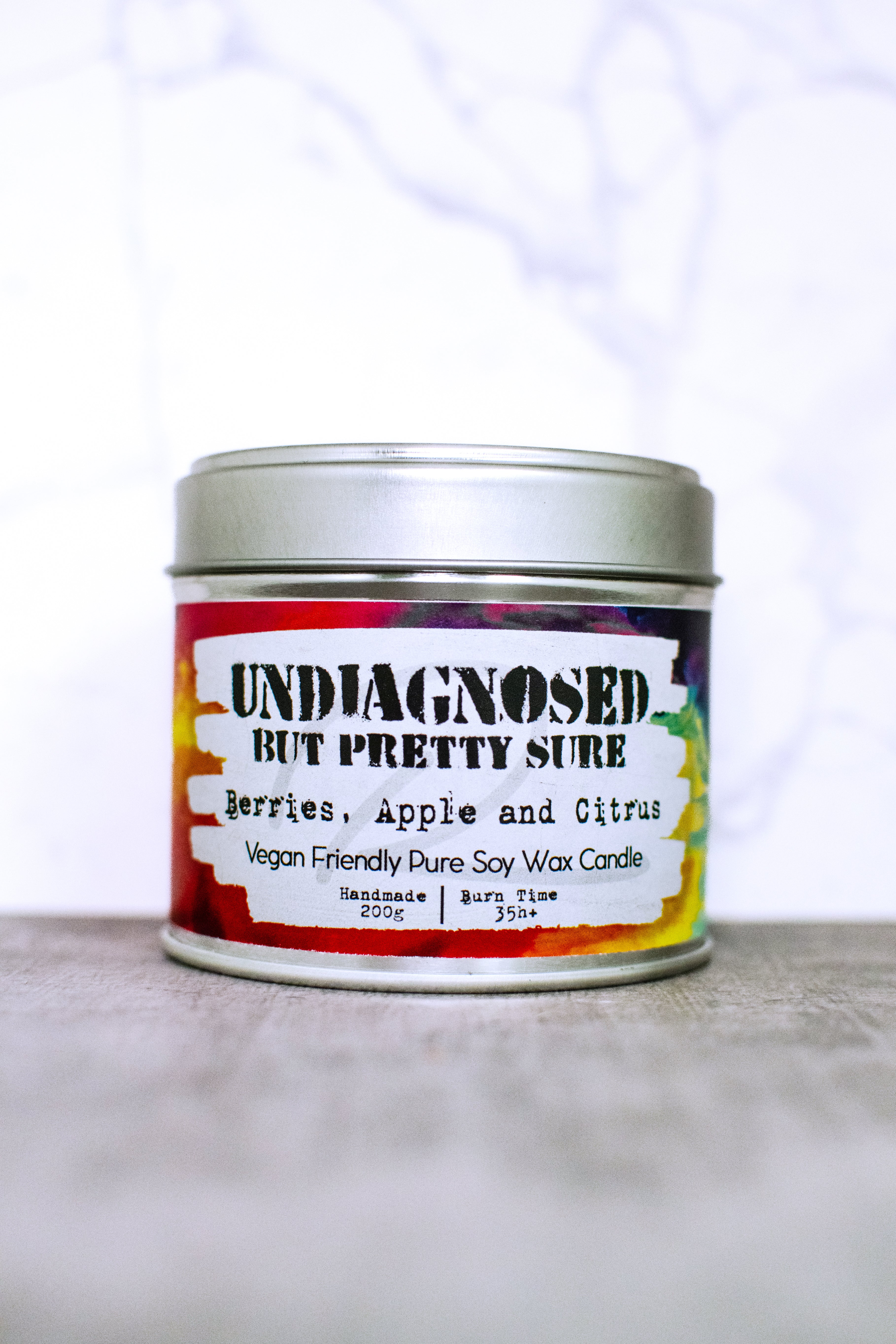 Vegan Soy Wax 200ml Tie Dye Candle 35h+ Burn Time