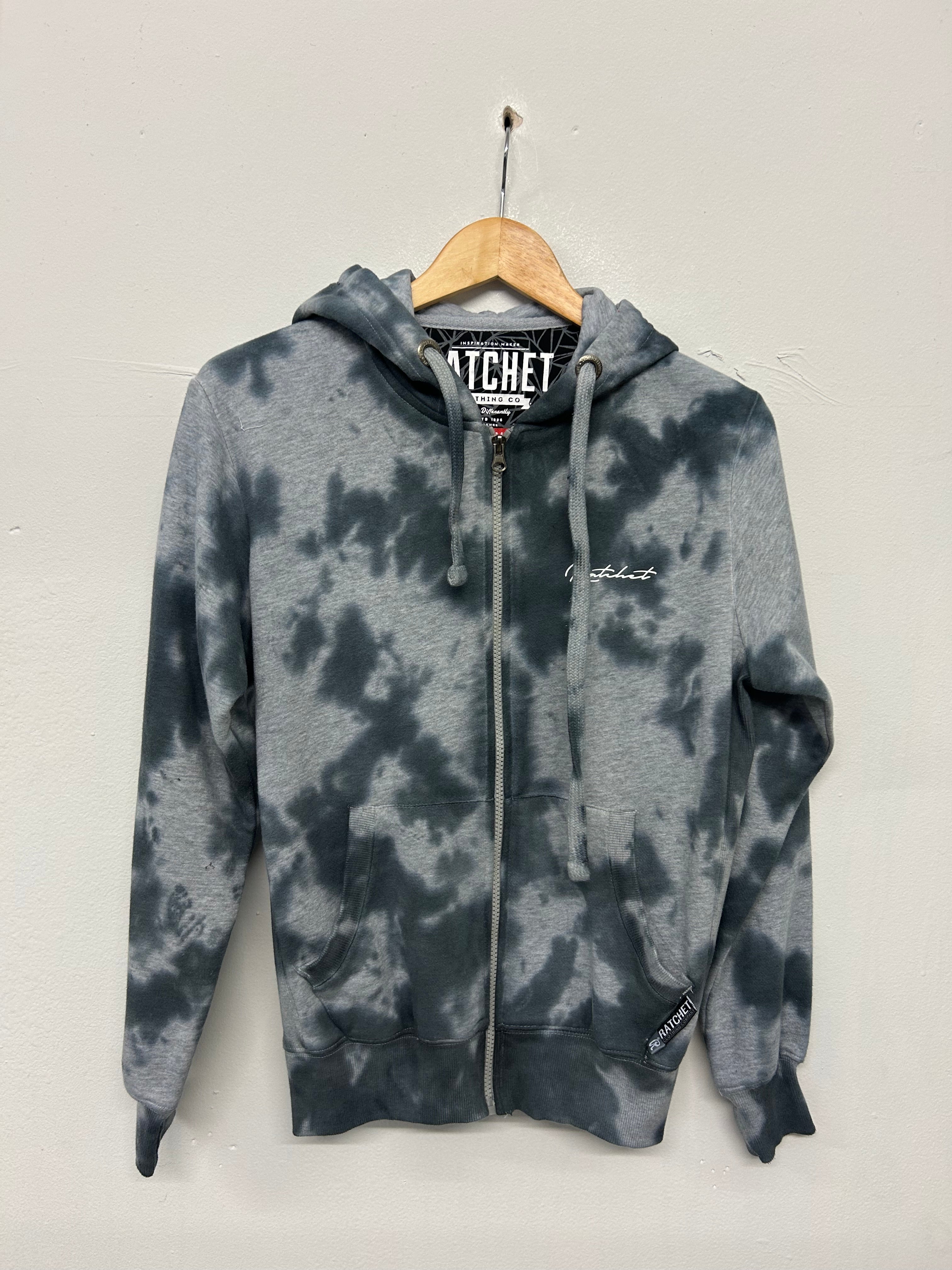 SALE GREY BLACK CLOUD ZIP  HOOD X- SMALL / SMALL