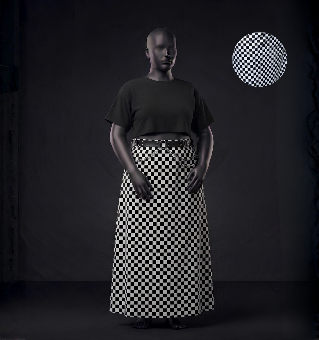 Black And White Checker LONG Skirt & T