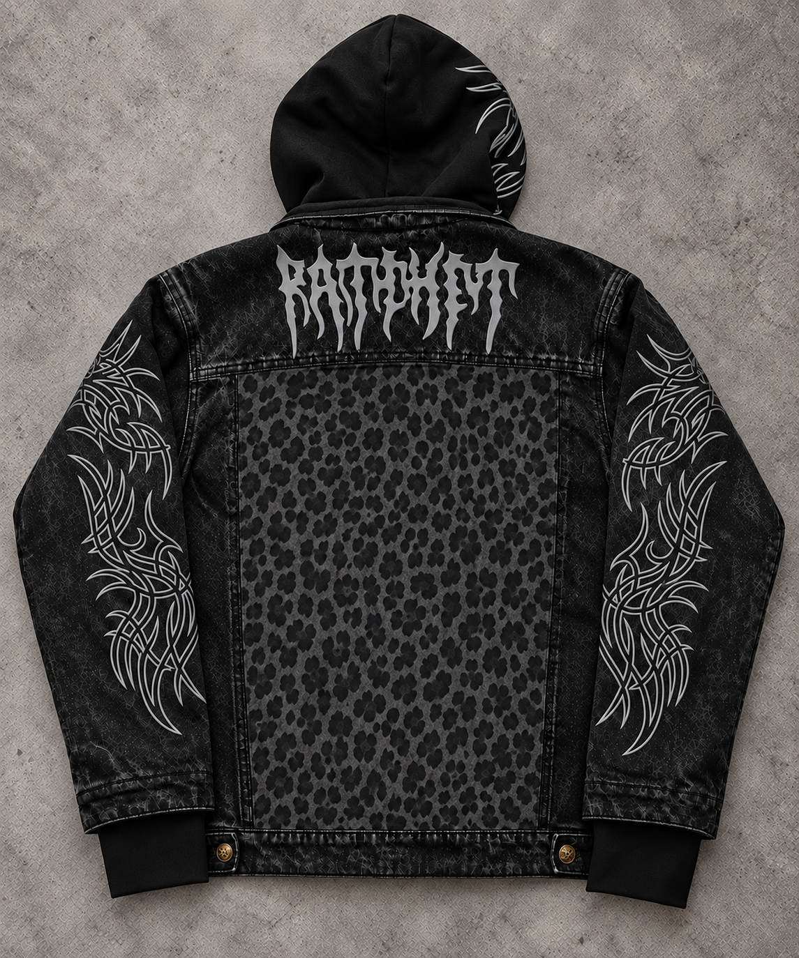 Black Leopard Denim Jacket (pre order shipped before halloween)