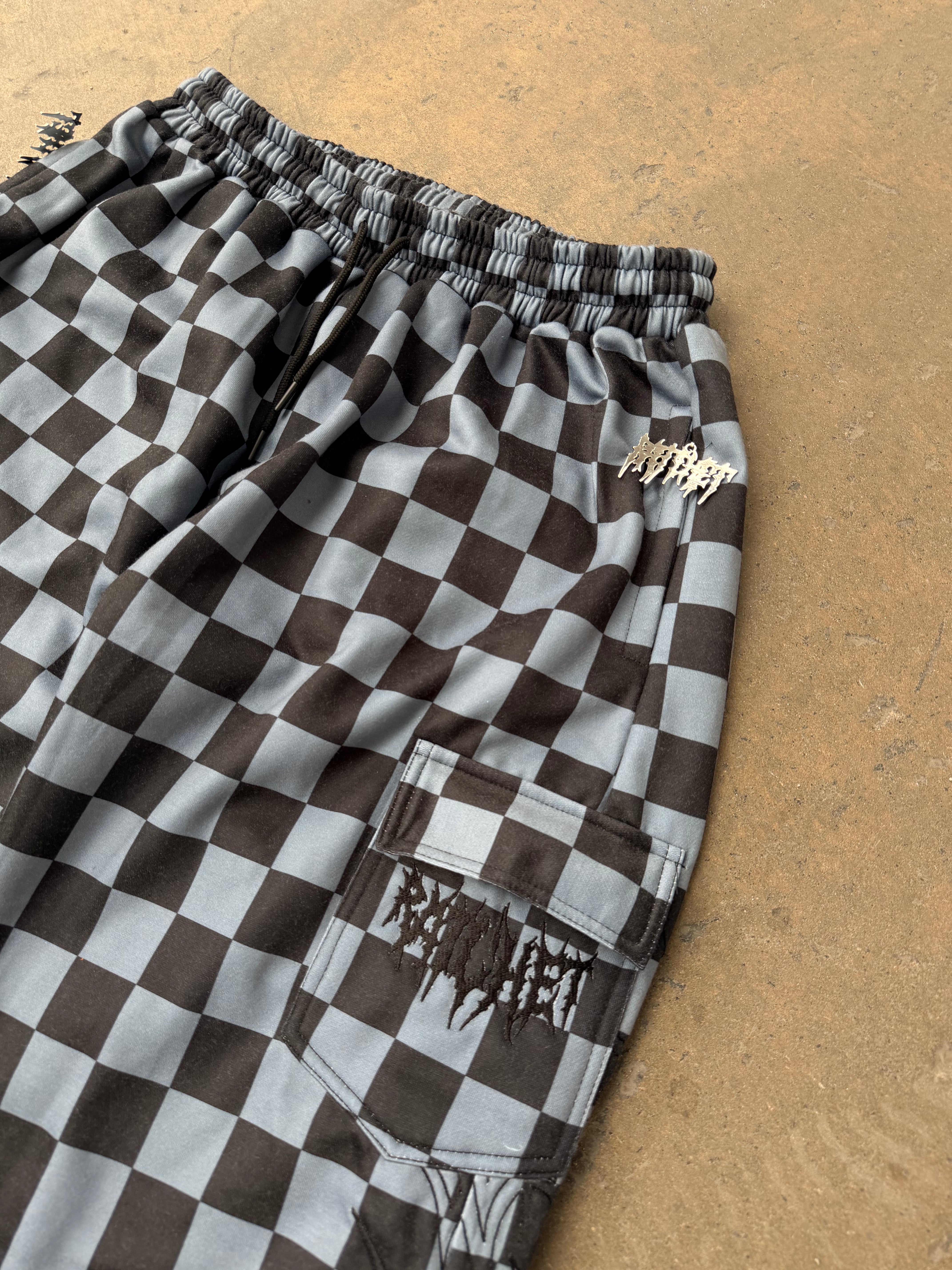 Black And Grey Checker Joggers Pre Order (Shipped End Of August)