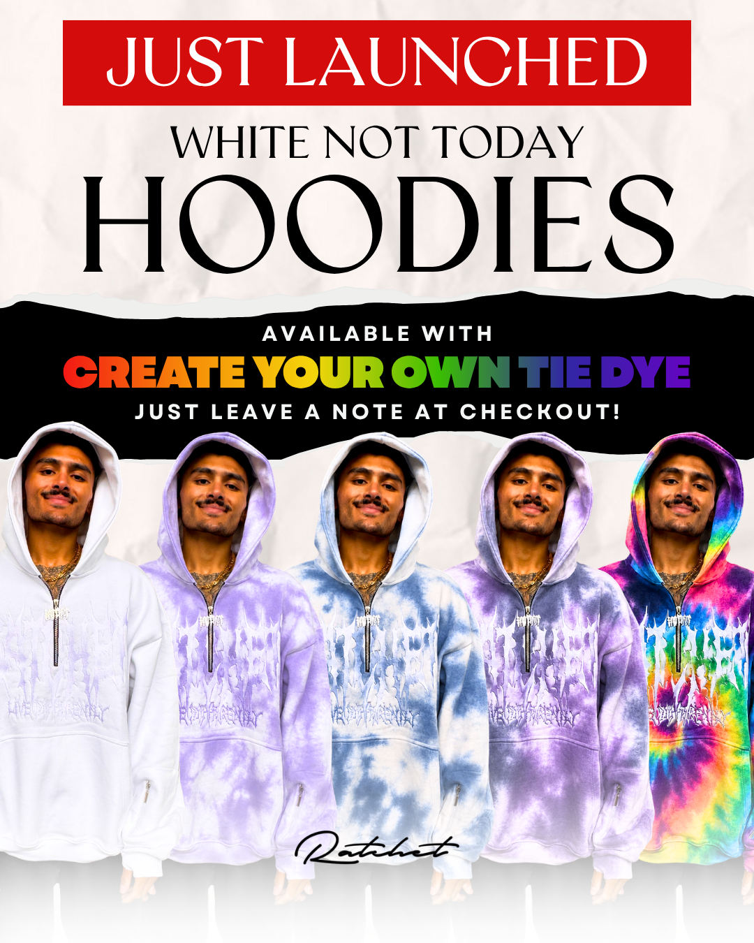 Not Today Hoodie Create Your Own Tie Dye (built in eye mask, 5 pockets, thumbholes, heavyweight)