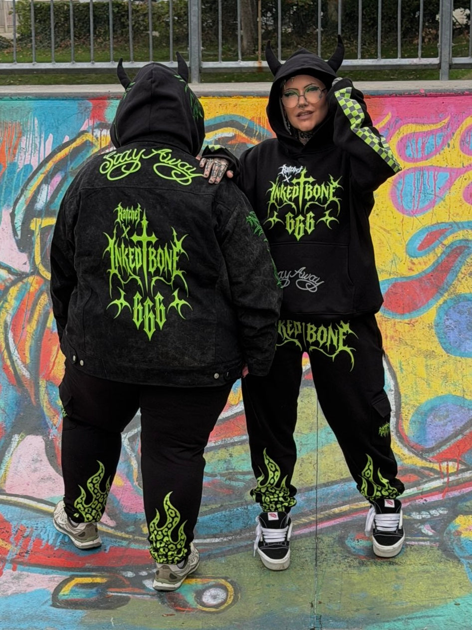 INKED BONE CHECKERBOARD SLEEVE HOODIE (shipped end of November)