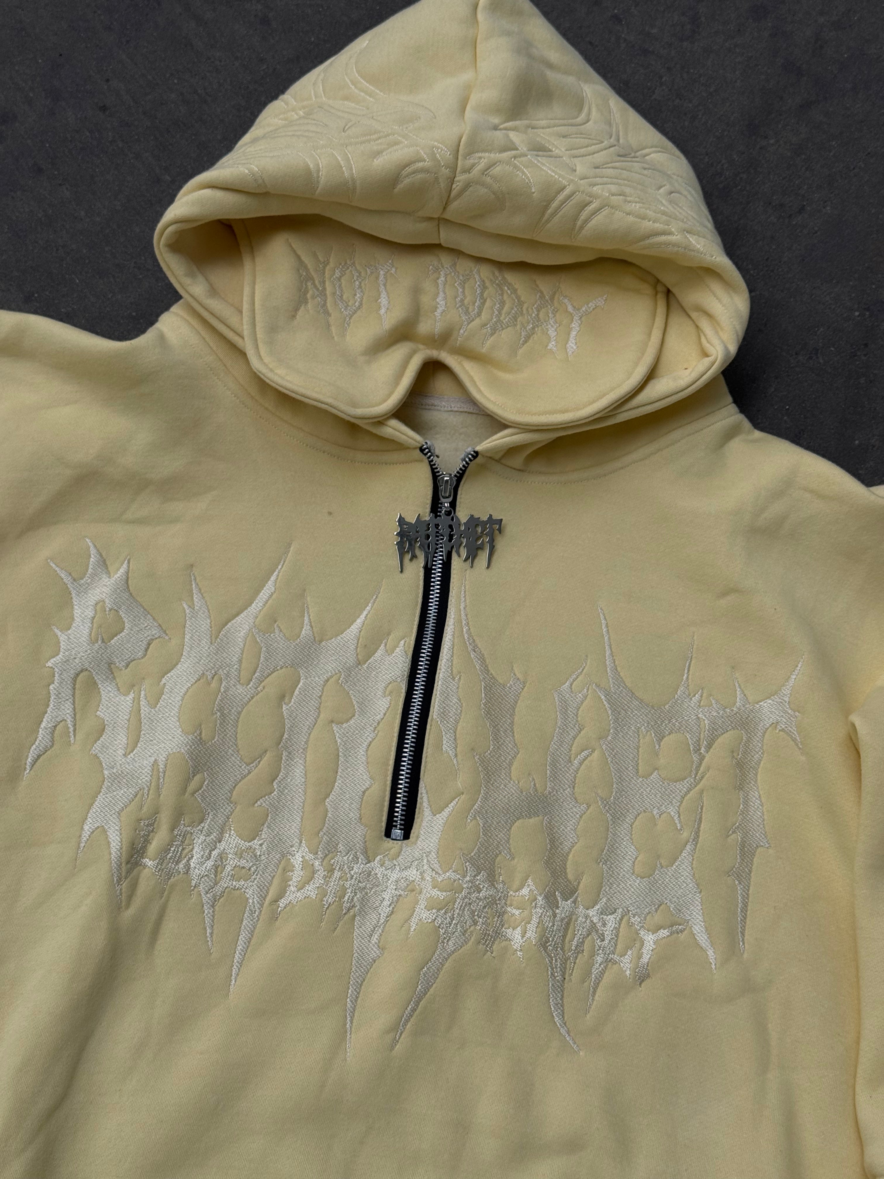 Not Today Hoodie Lemon (built in eye mask, 5 pockets, thumbholes, heavyweight)