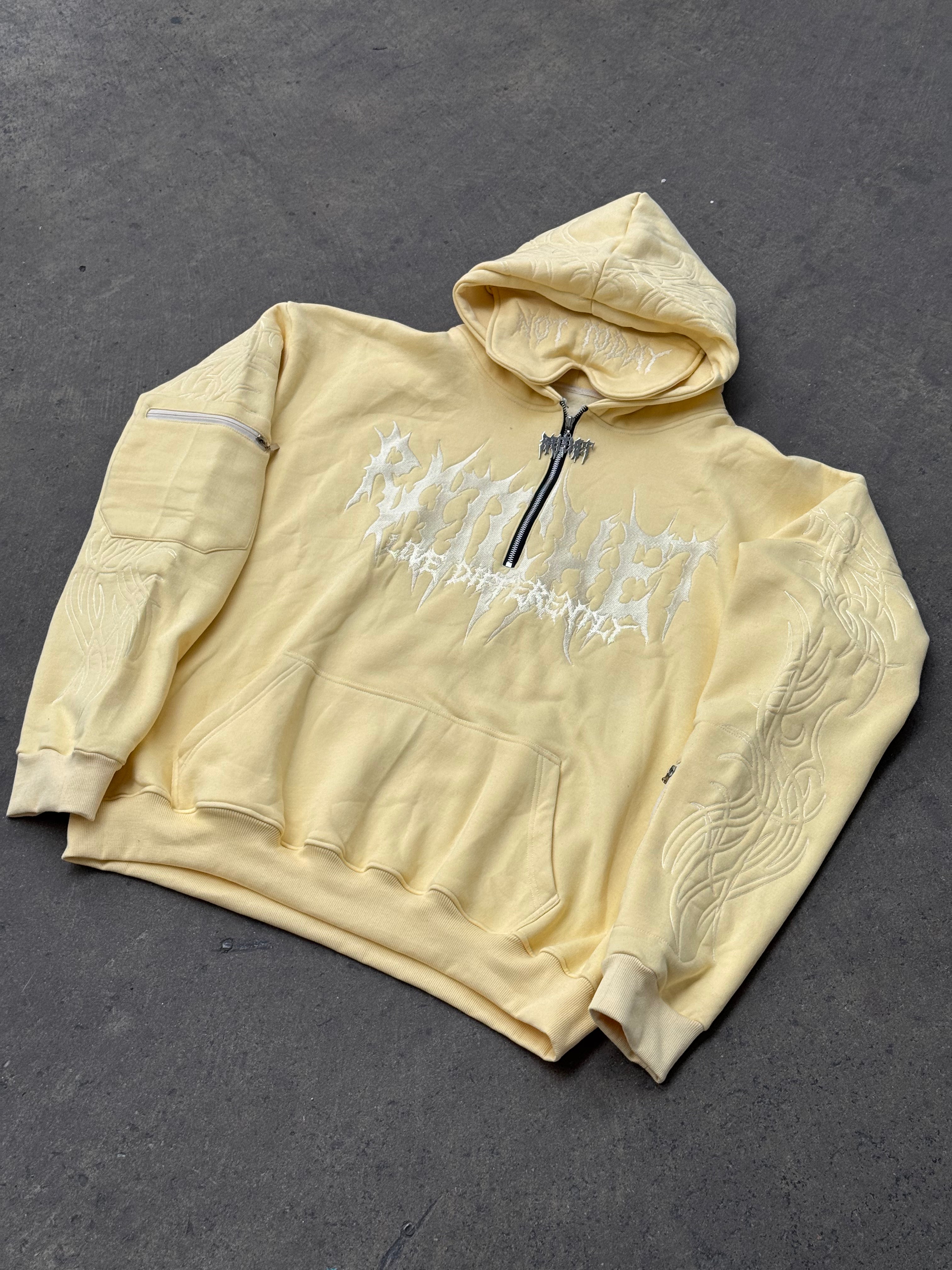 Not Today Hoodie Lemon (built in eye mask, 5 pockets, thumbholes, heavyweight)