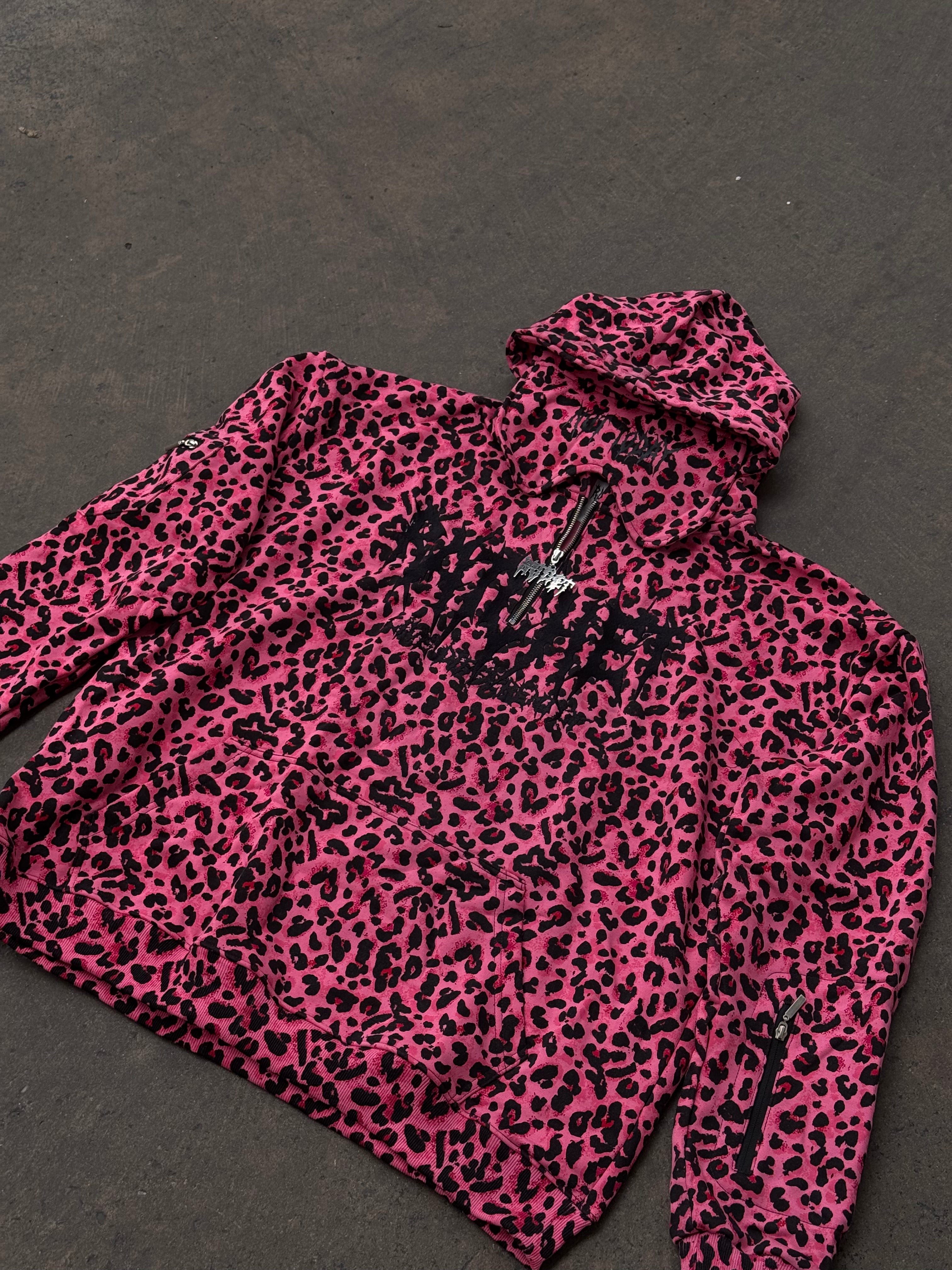Not Today Hoodie Pink Leopard (built in eye mask, 5 pockets, thumbholes, heavyweight)