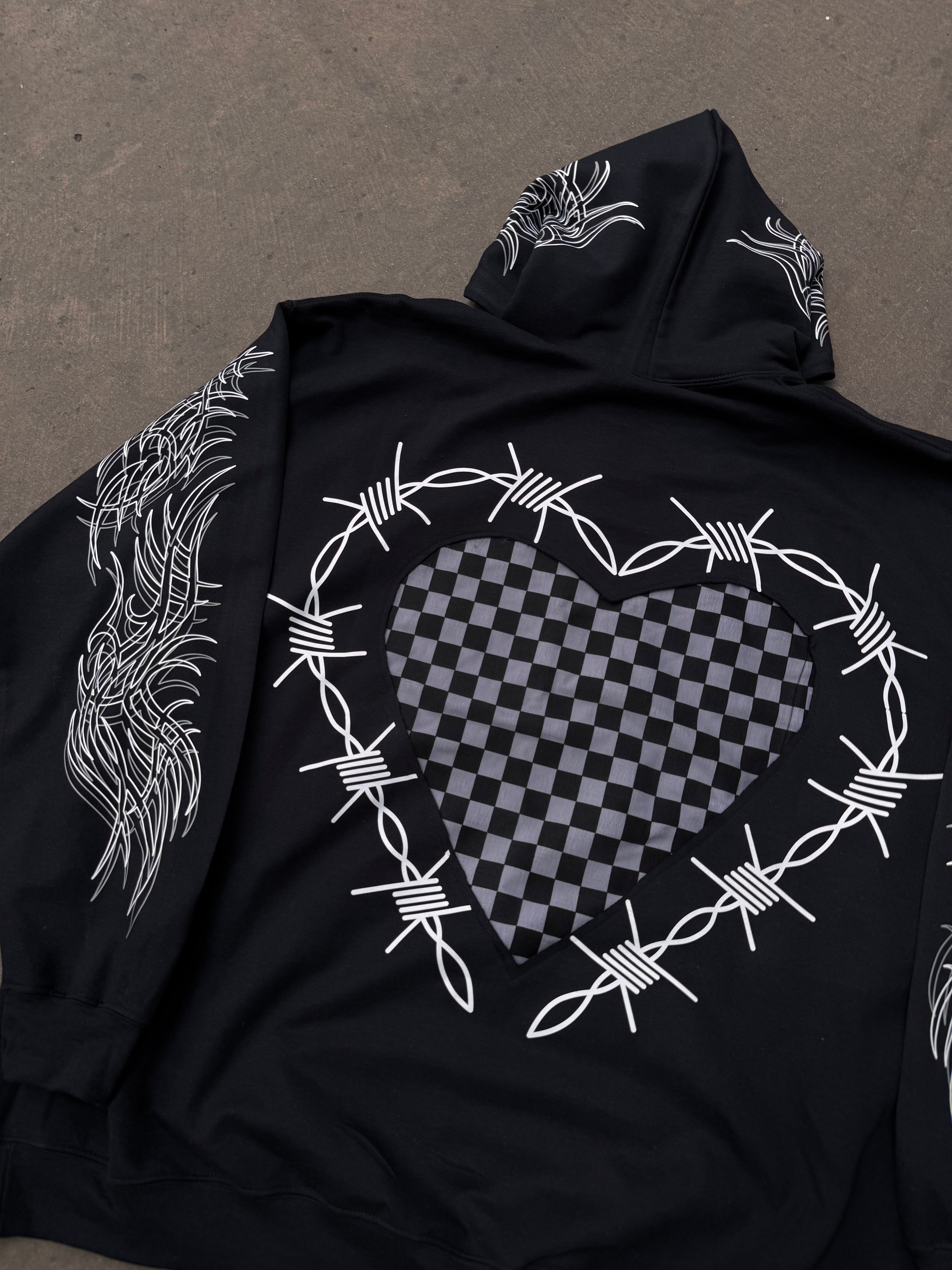 Checker Heart Panel Hoodie