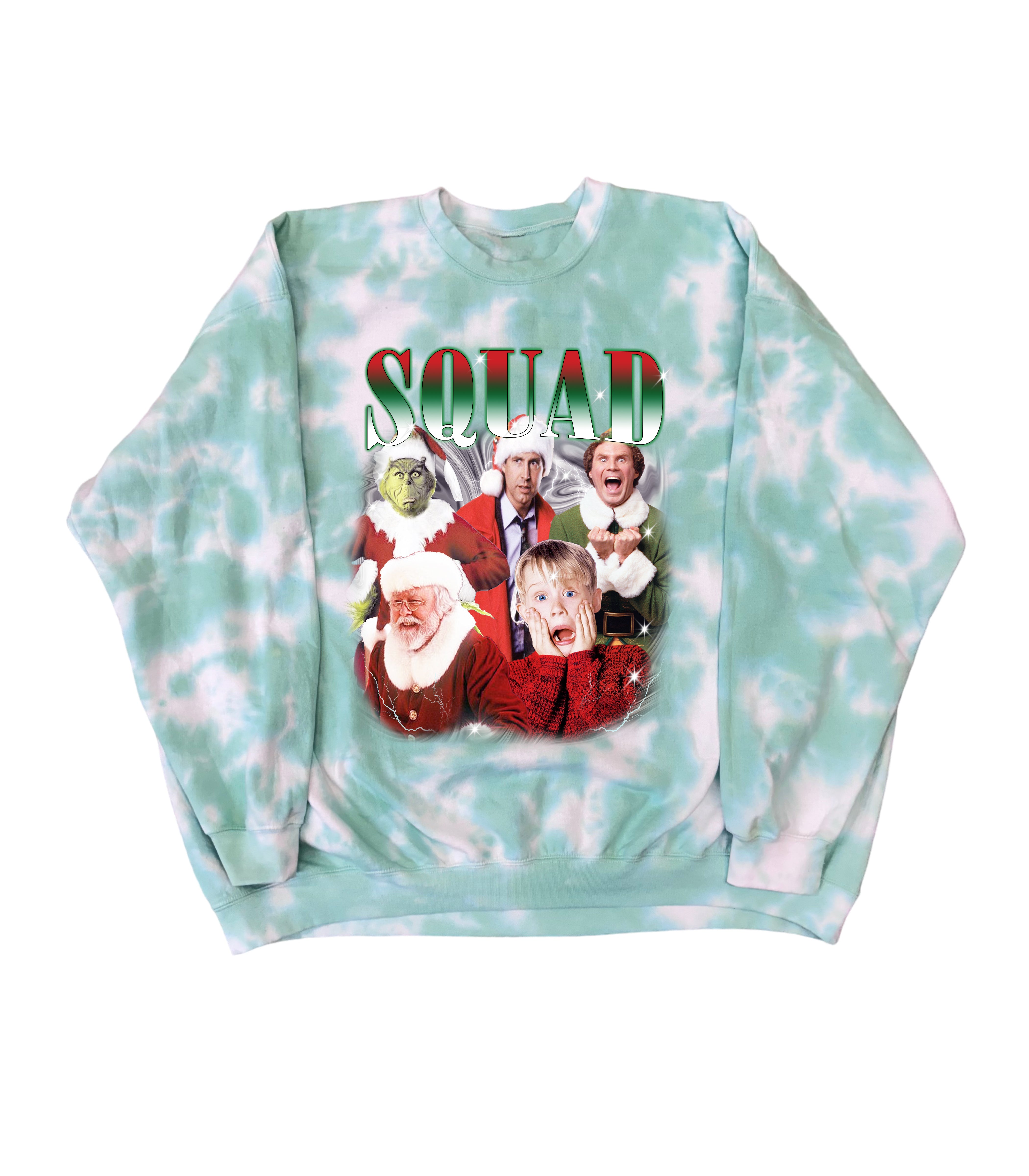 Vintage Christmas Squad Green Tie Dye