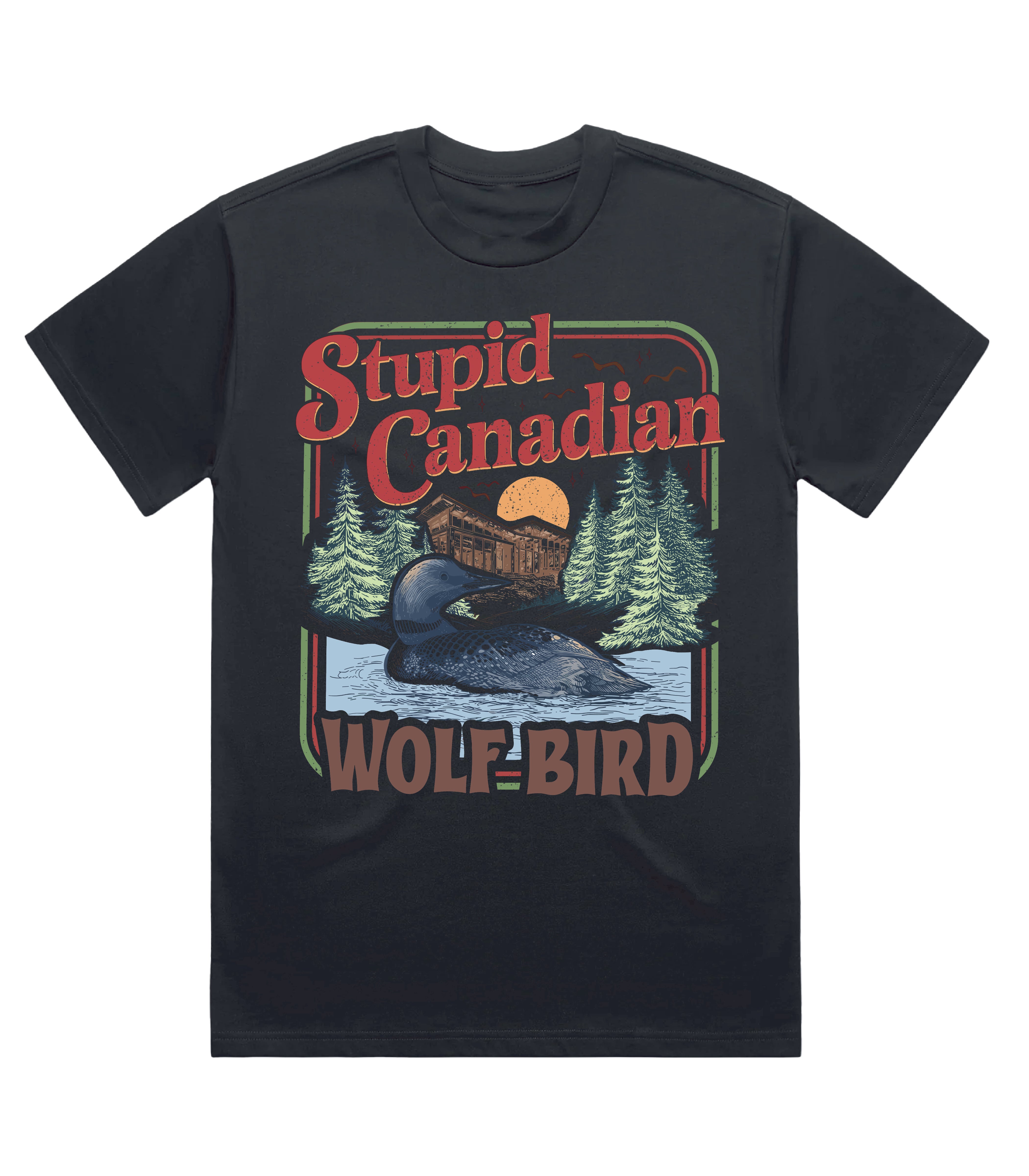 Stupid Canadian Wolf Bird Graphic HR