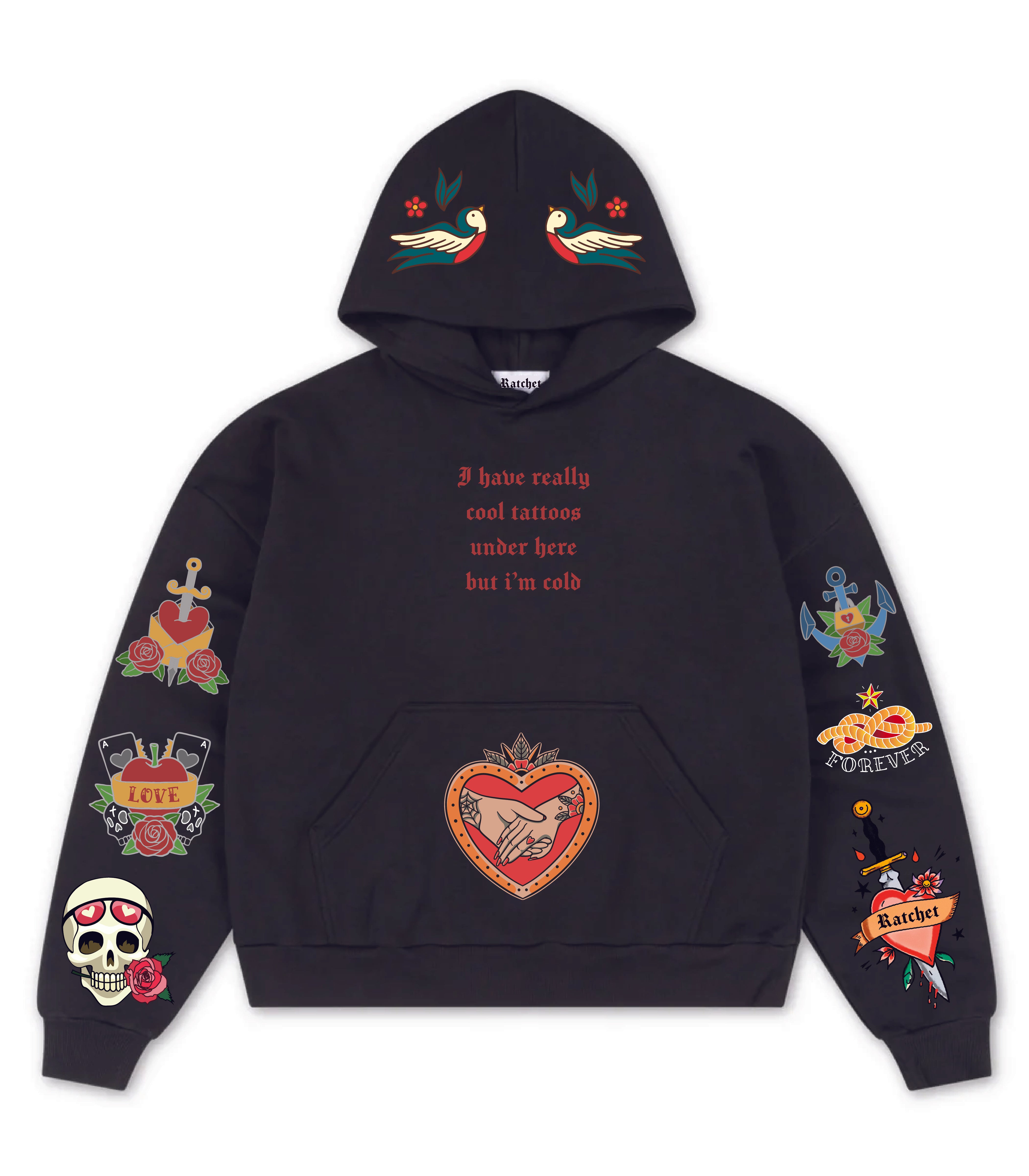 VALENTINES DAY TATTOO HOODIE 50% OFF