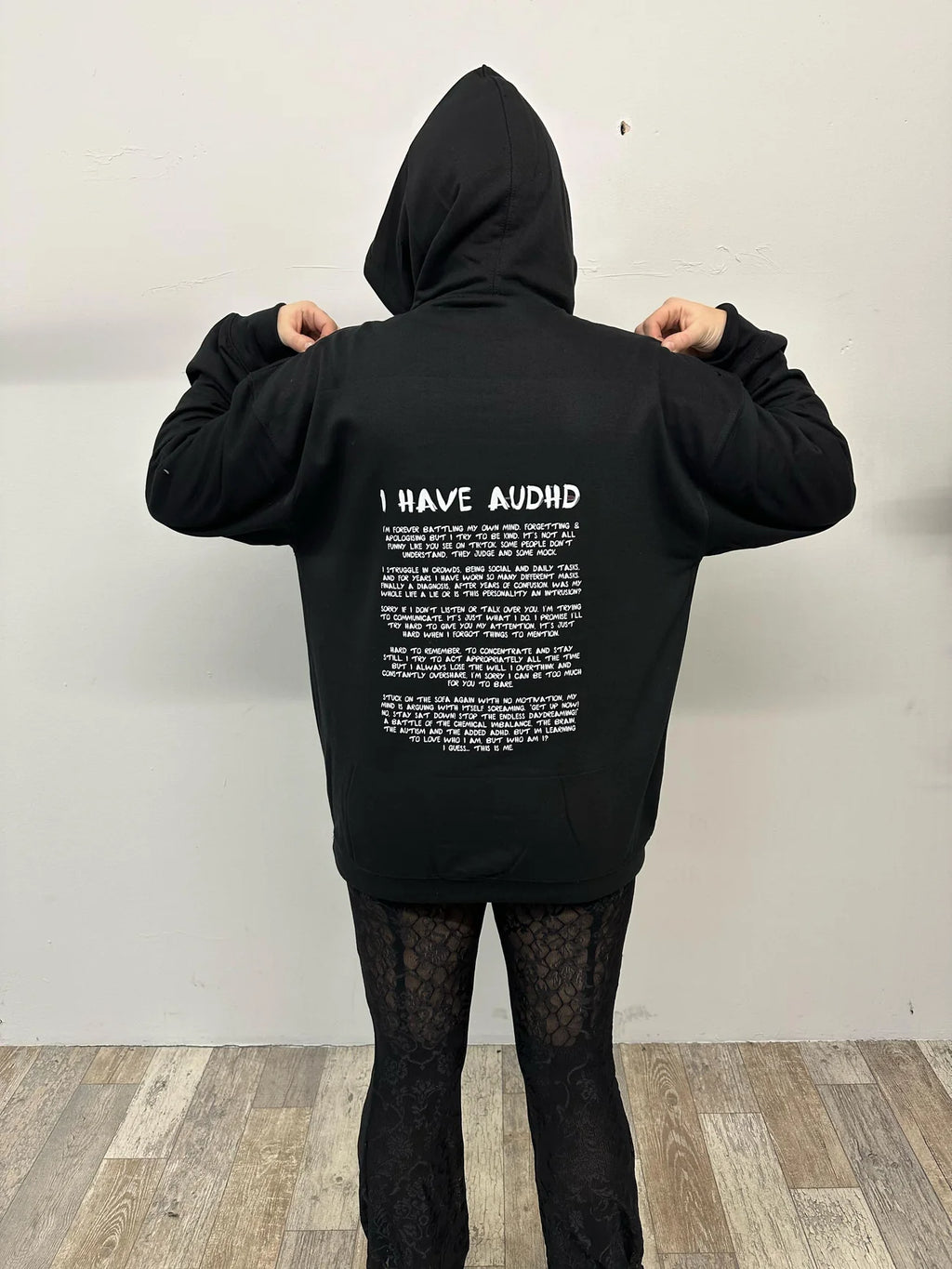 SALE HOOD BLACK ADHD POEM LARGE