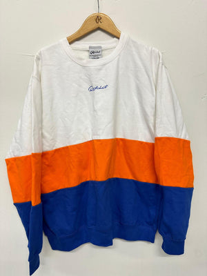 Adult XL White, Orange & Blue Panel Sweatshirt