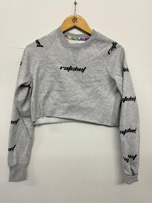 Adult Small Grey Racer Repeat Cropped Sweatshirt