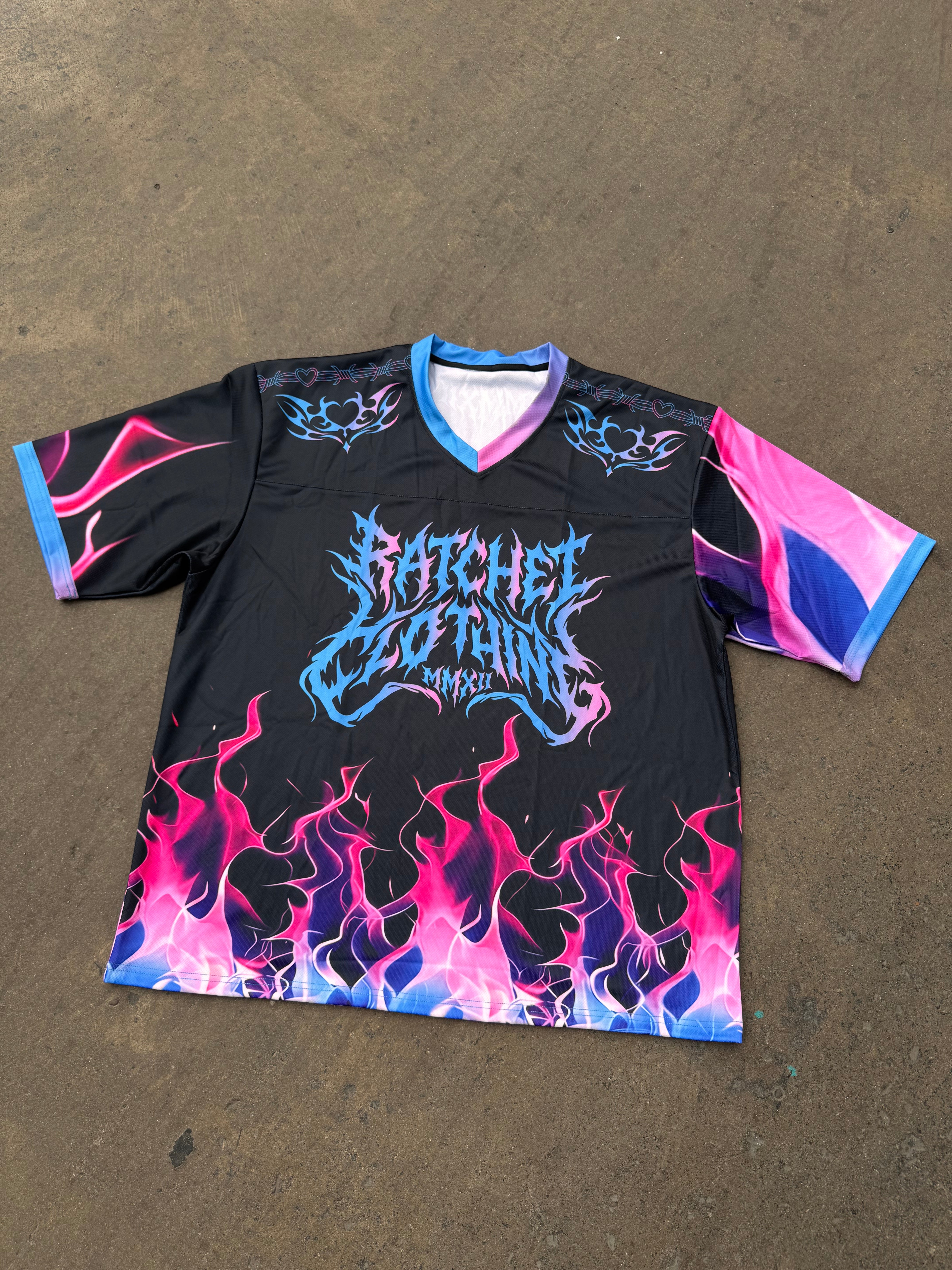 Pink and Blue Flame Baseball