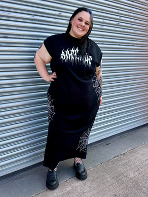Black Long Cobweb T-shirt Dress