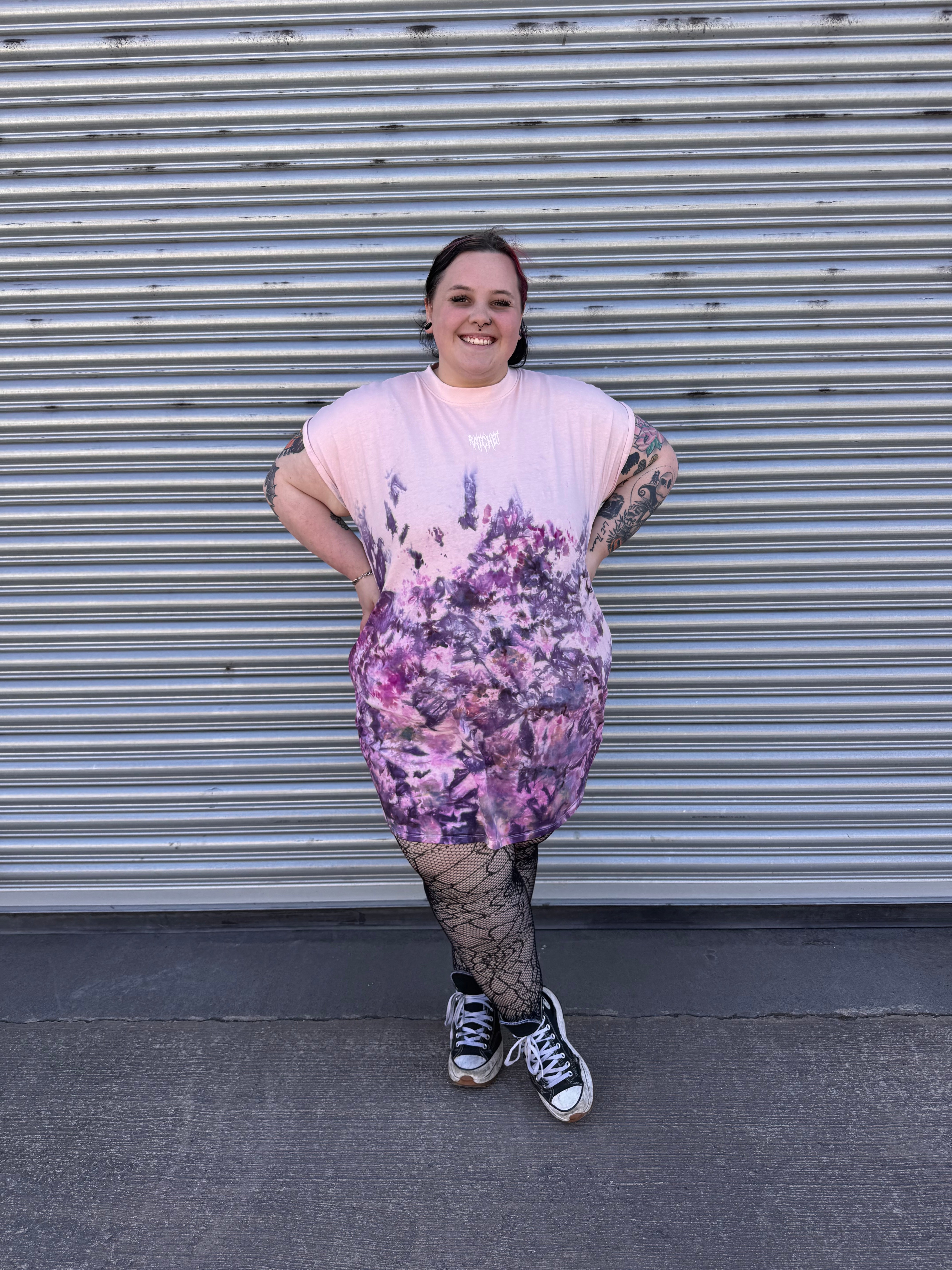 Ice Dye Pink T Dress