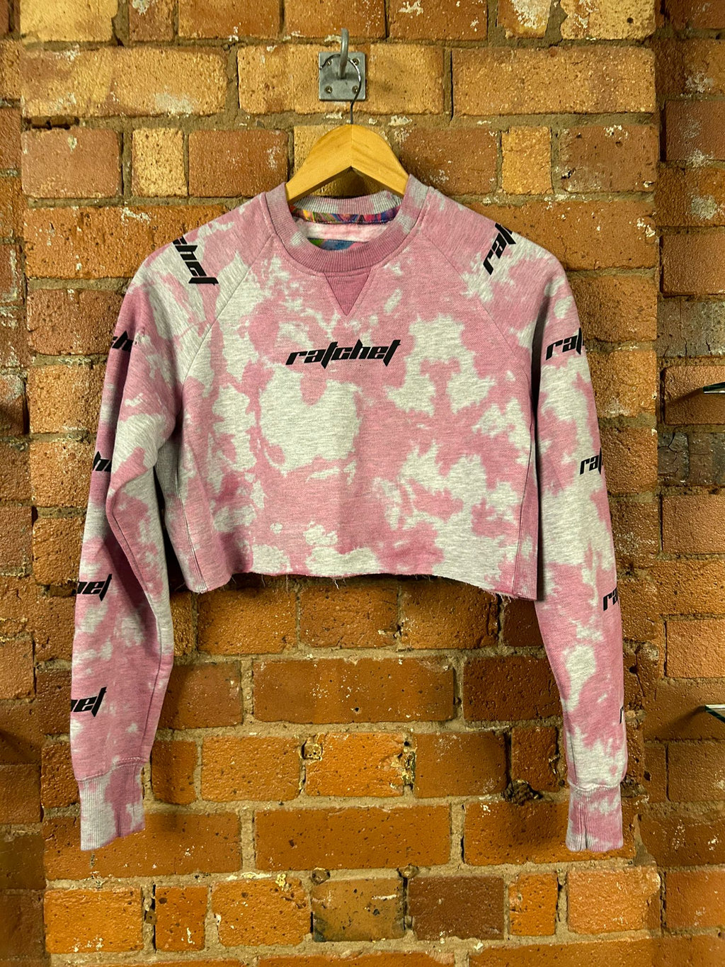 SALE Adult Small pink/Grey Cropped Sweatshirt