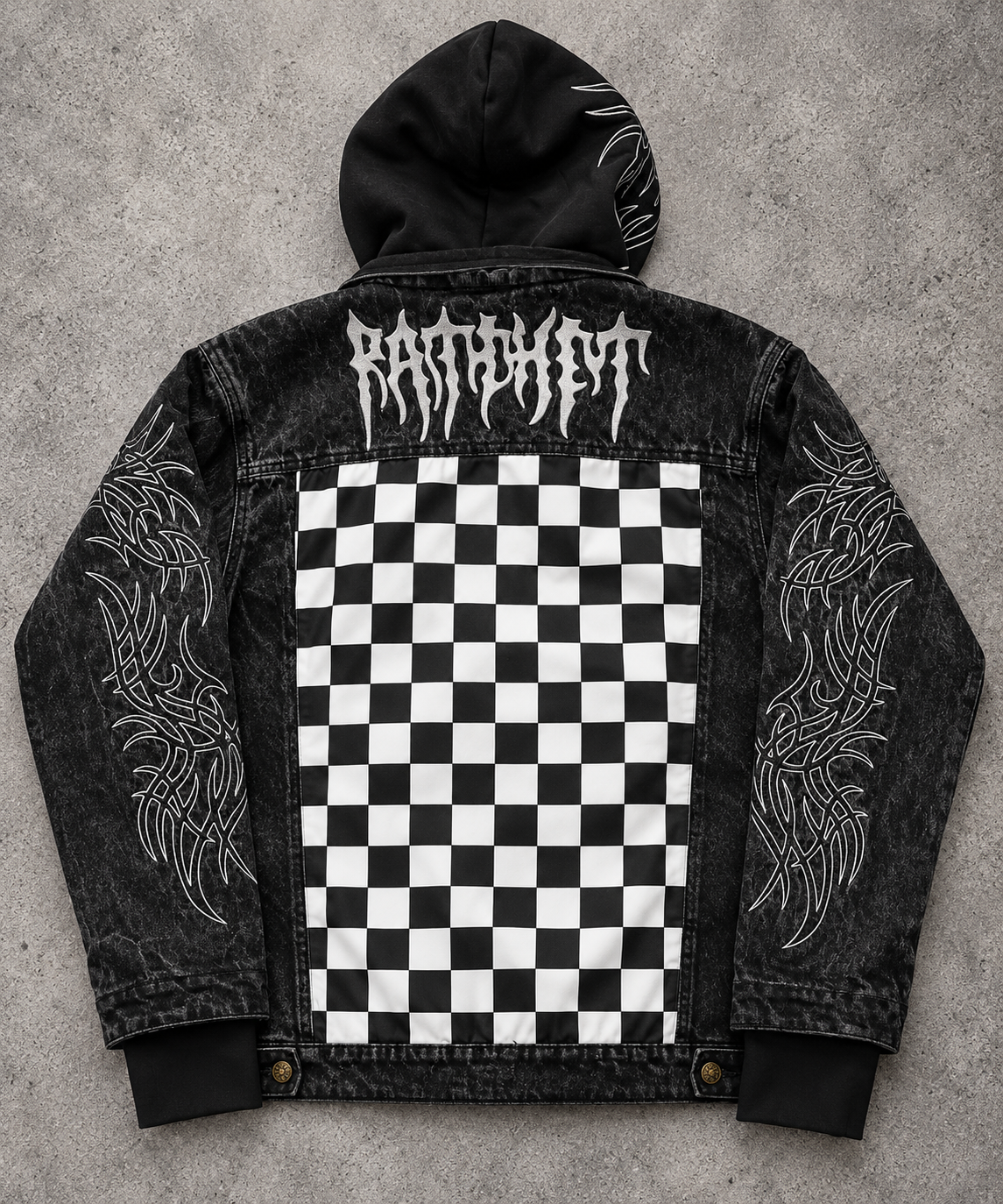 Black & White Checkerboard Denim Jacket (pre order shipped before halloween)