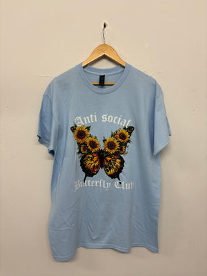 SALE TEE BABY BLUE ANTI SOCIAL BUTTERFLY CLUB LARGE