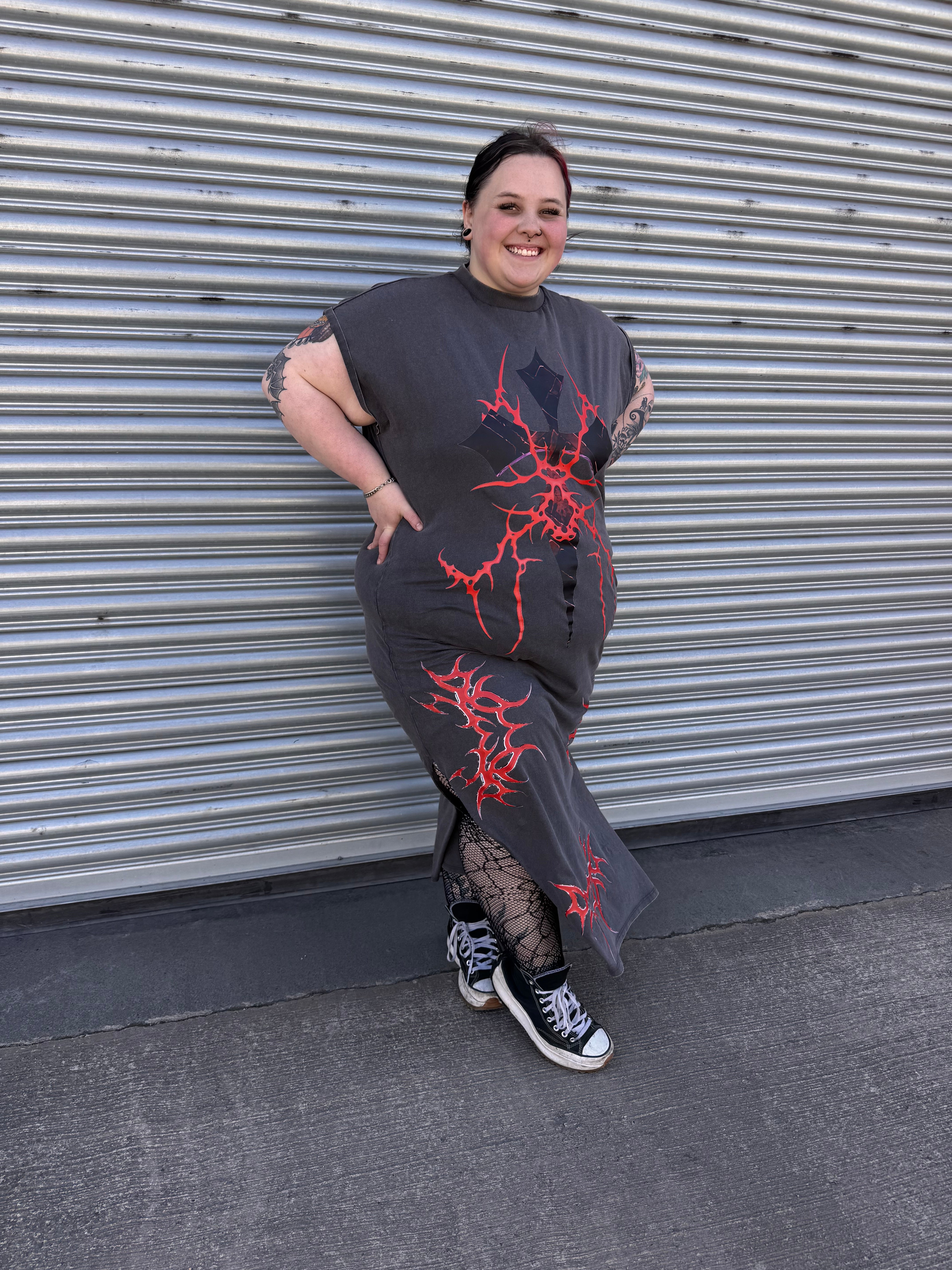ACID CROSS WASH T-SHIRT DRESS