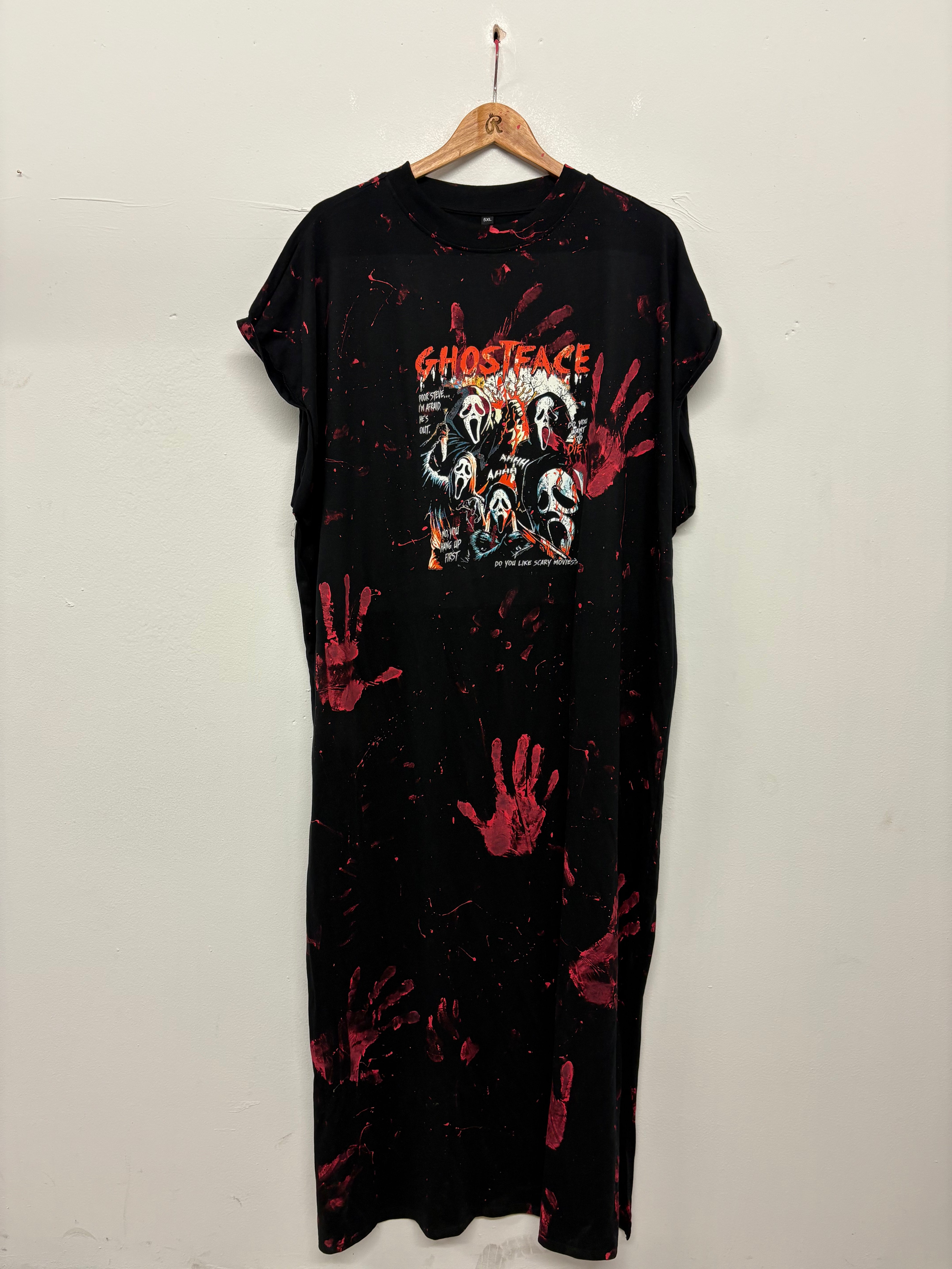 SALE MAXI DRESS HAND PRINT GHOSTFACE 4XL