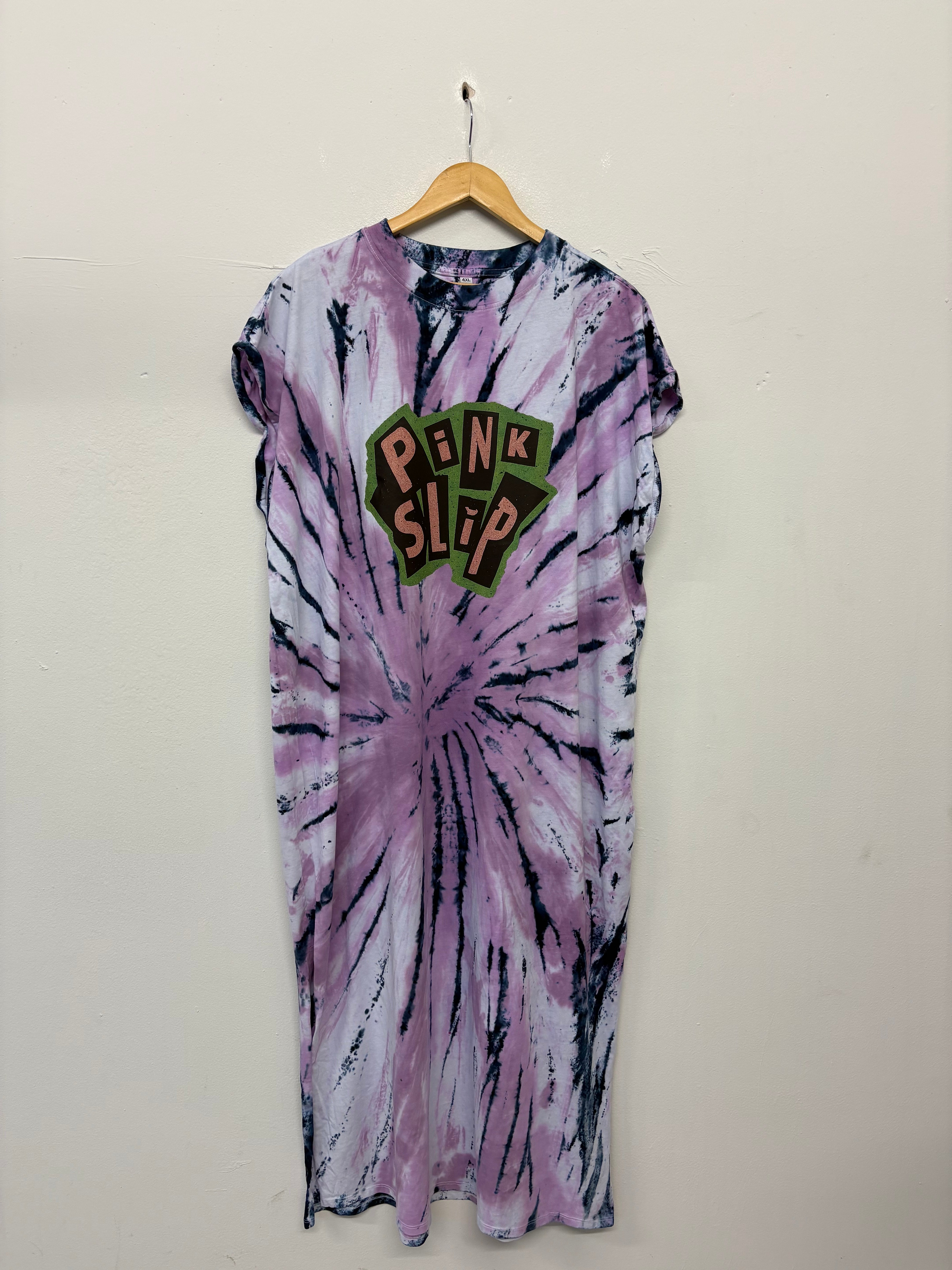 SALE LONG TEE DRESS TYE DYE  PINK SLIP 4XL