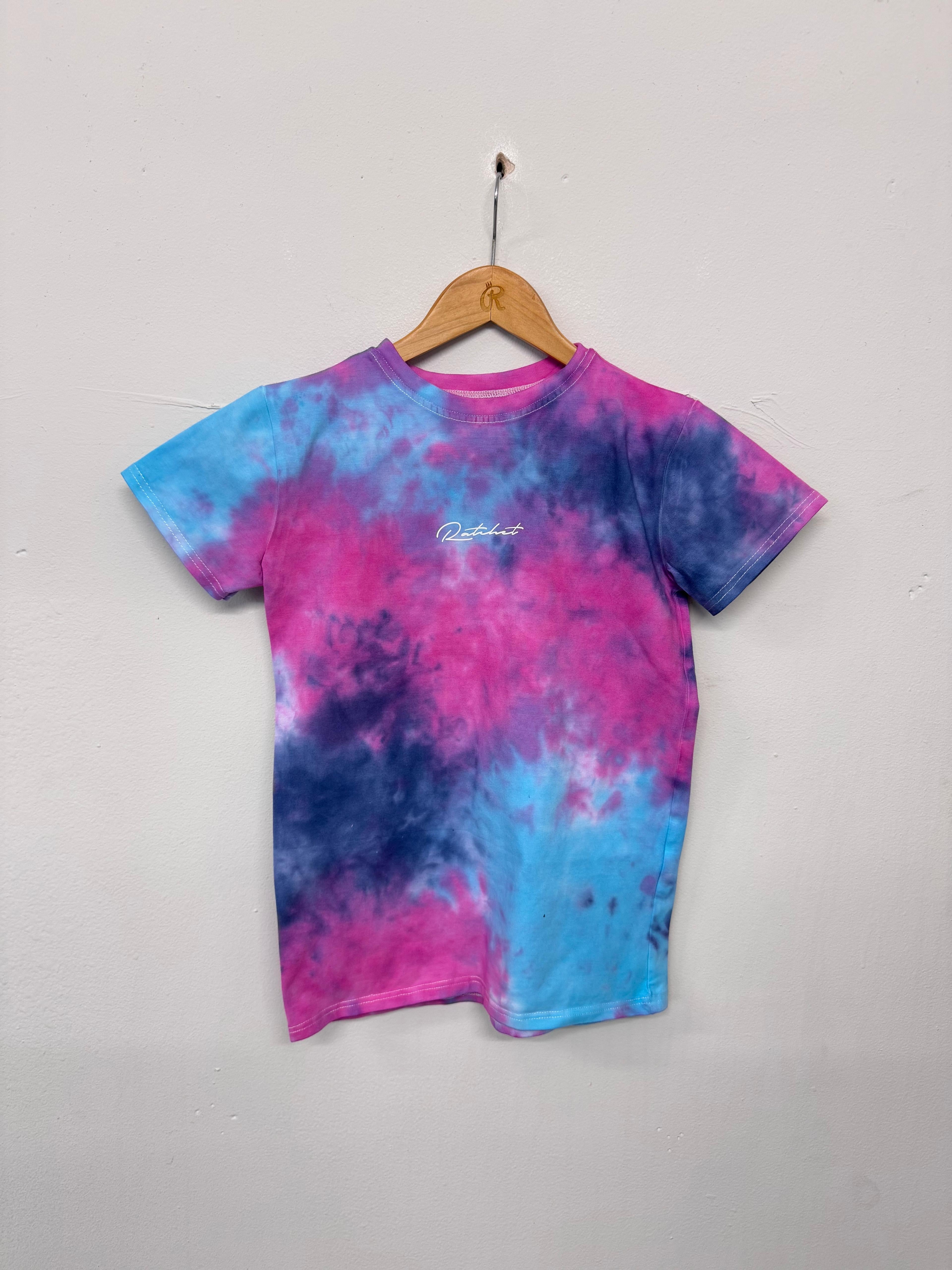 SALE KIDS PINK/BLUE/NAVY TYE DYE TEE DRESS