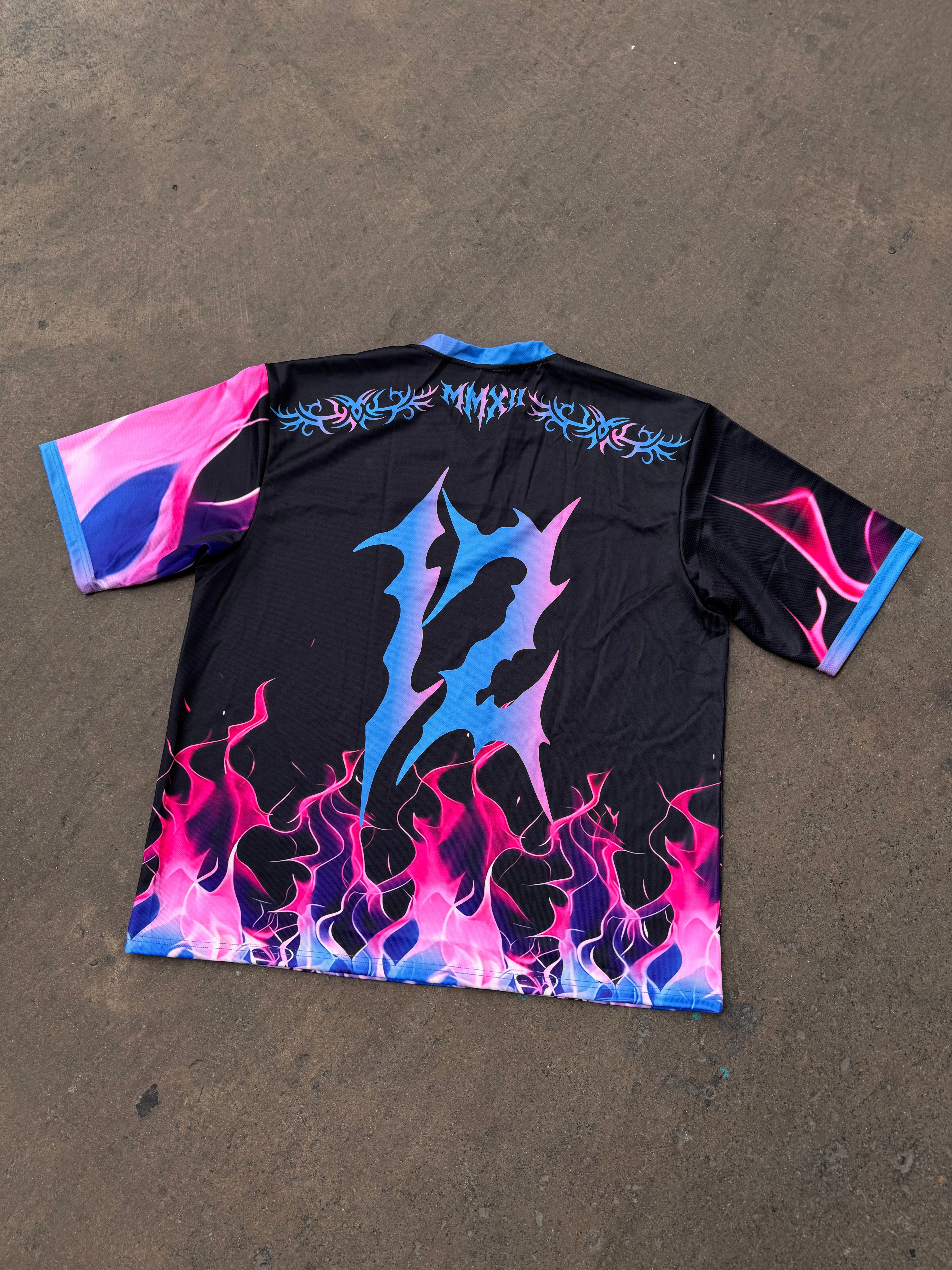 Pink and Blue Flame Baseball