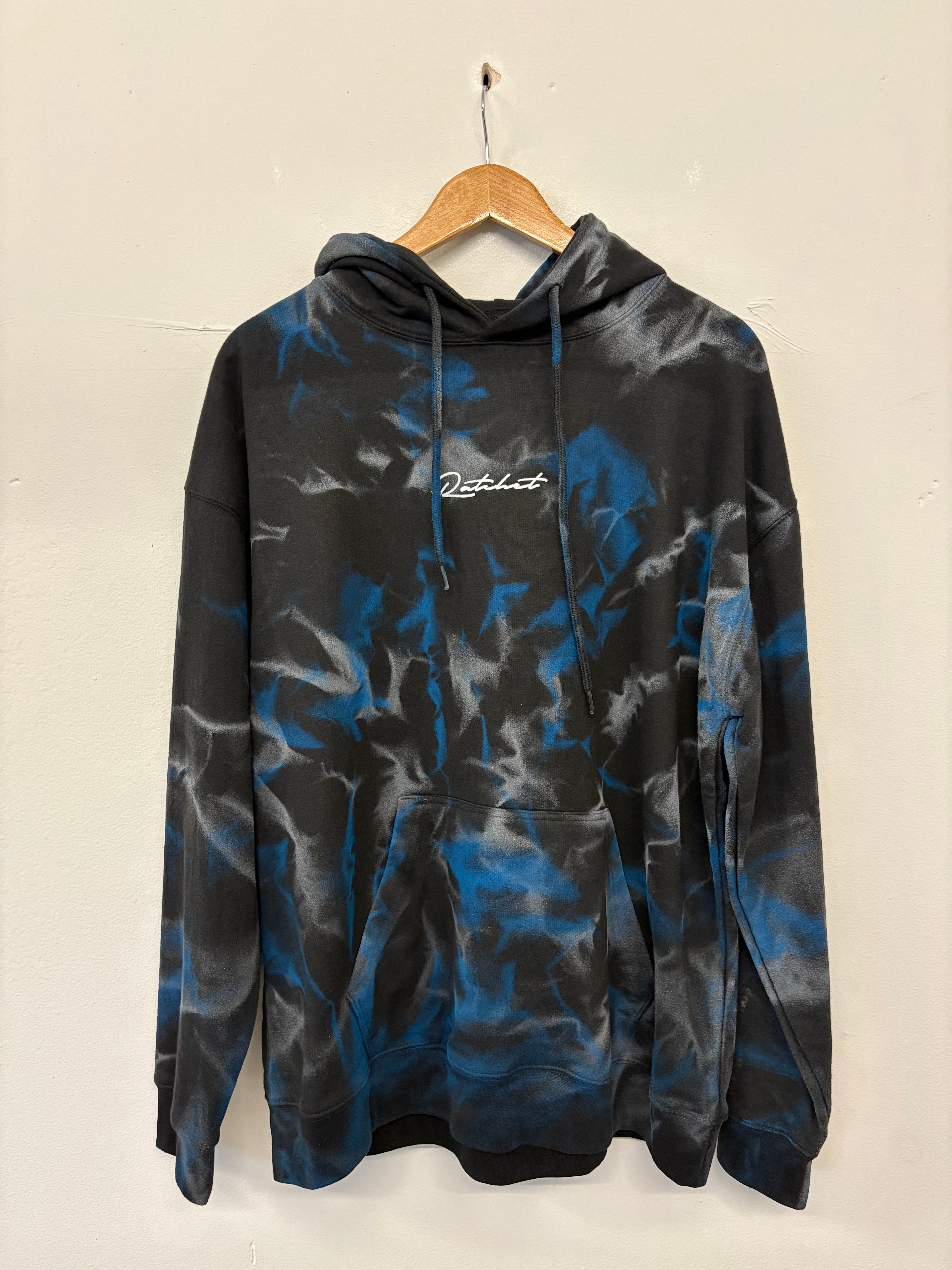 SALE HOOD BLACK/BLUE/GREY TYE DYE LARGE