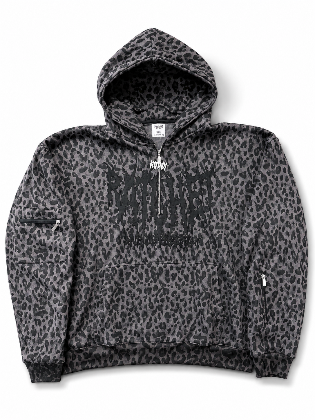 Not Today Hoodie Black Leopard (built in eye mask, 5 pockets, thumbholes, heavyweight)