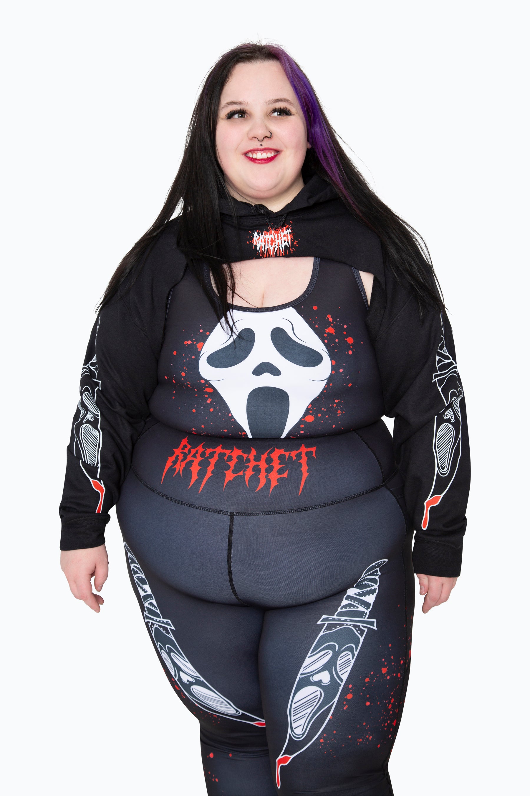 Extreme Movement Crop Hood Black/Tiedye/Scream