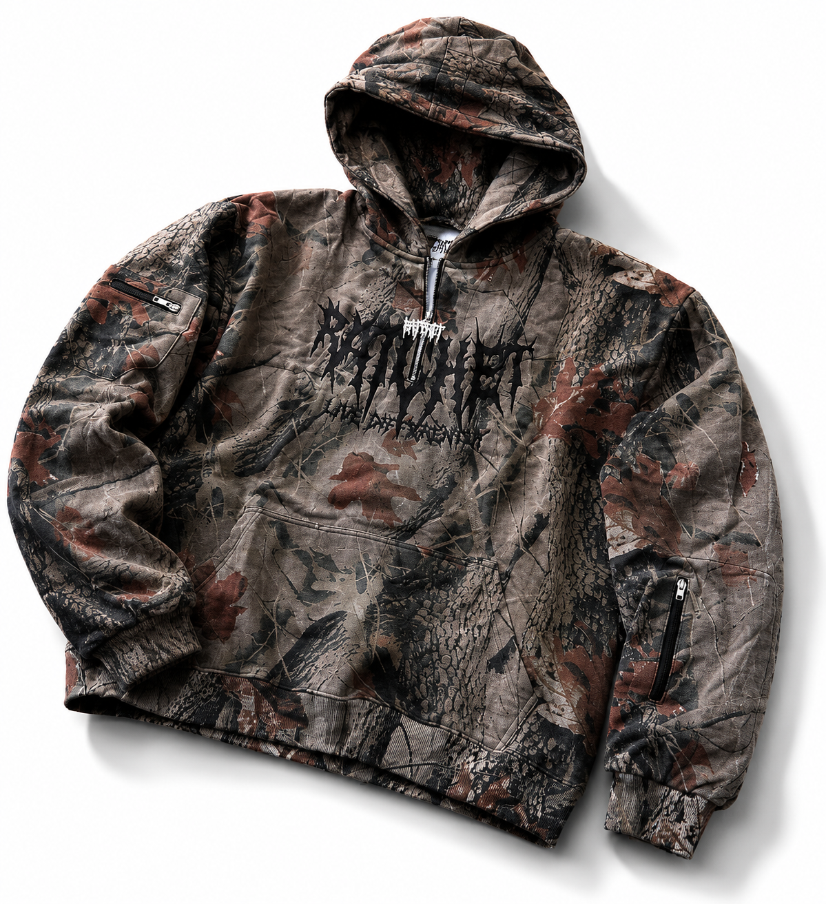 Not Today Hoodie Cammo (built in eye mask, 5 pockets, thumbholes, heavyweight)