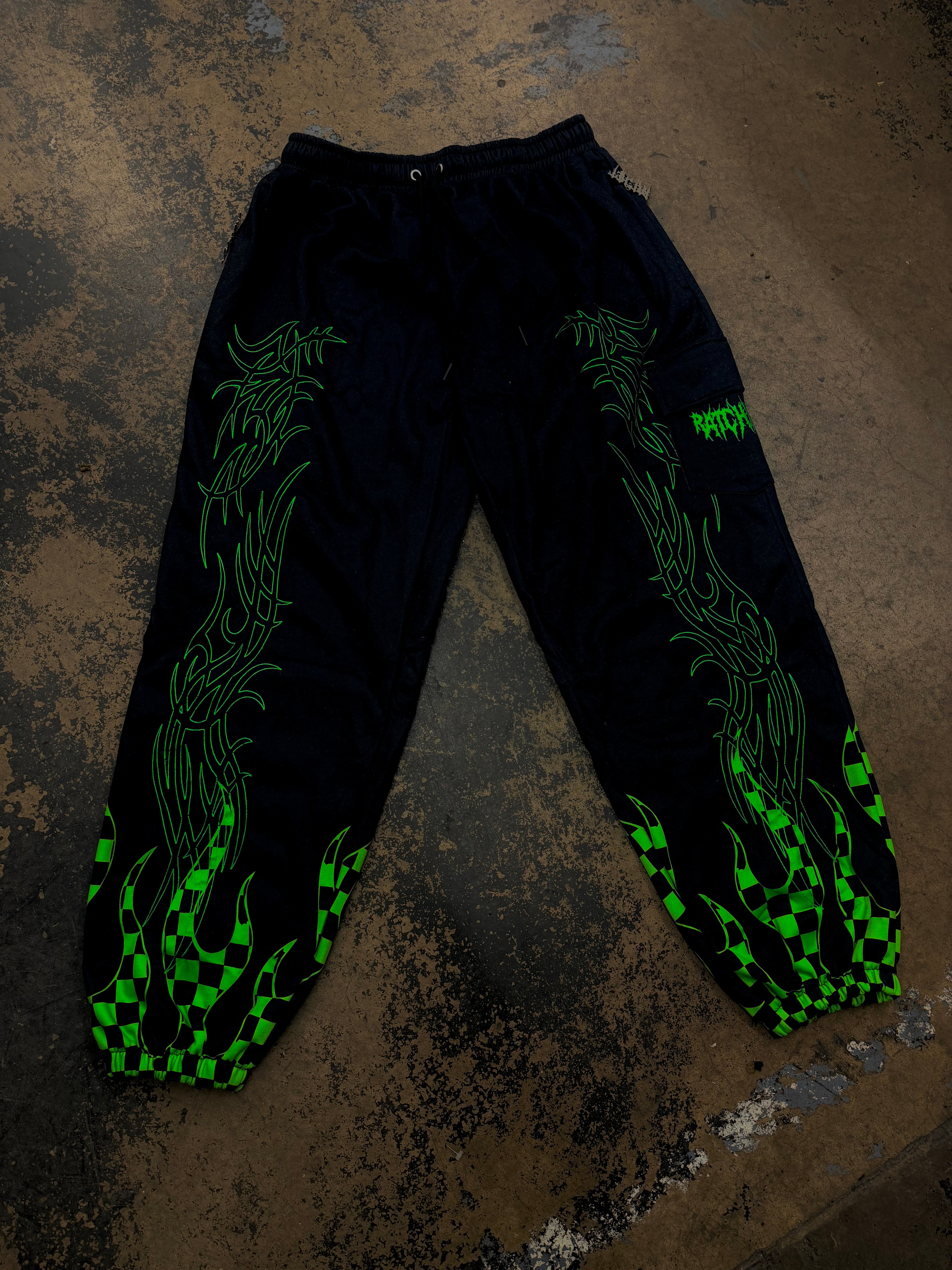 Green Flame Joggers Pre Order (Shipped End Of October)