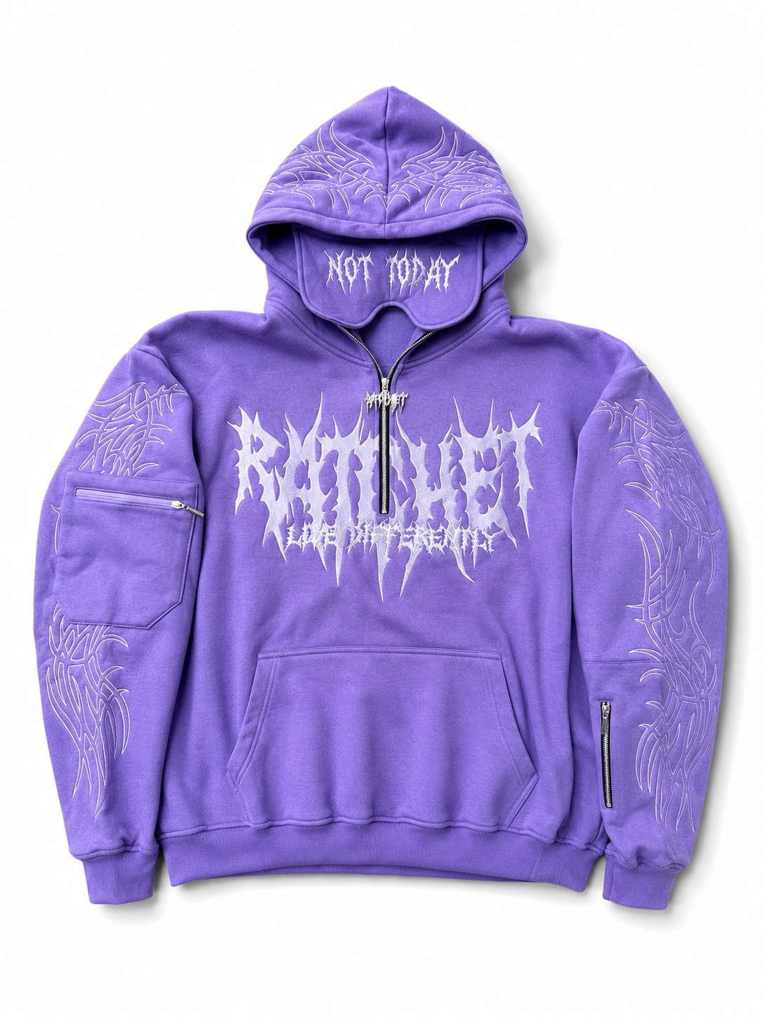 Not Today Hoodie Lilac (built in eye mask, 5 pockets, thumbholes, heavyweight)